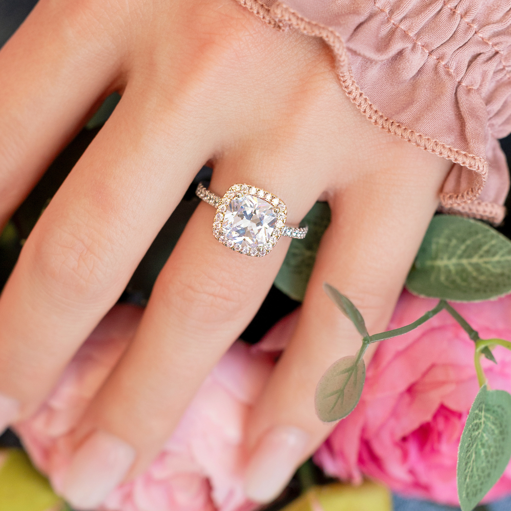 Ginger Engagement Ring in Silver - Stunning & Unique Pink Stones