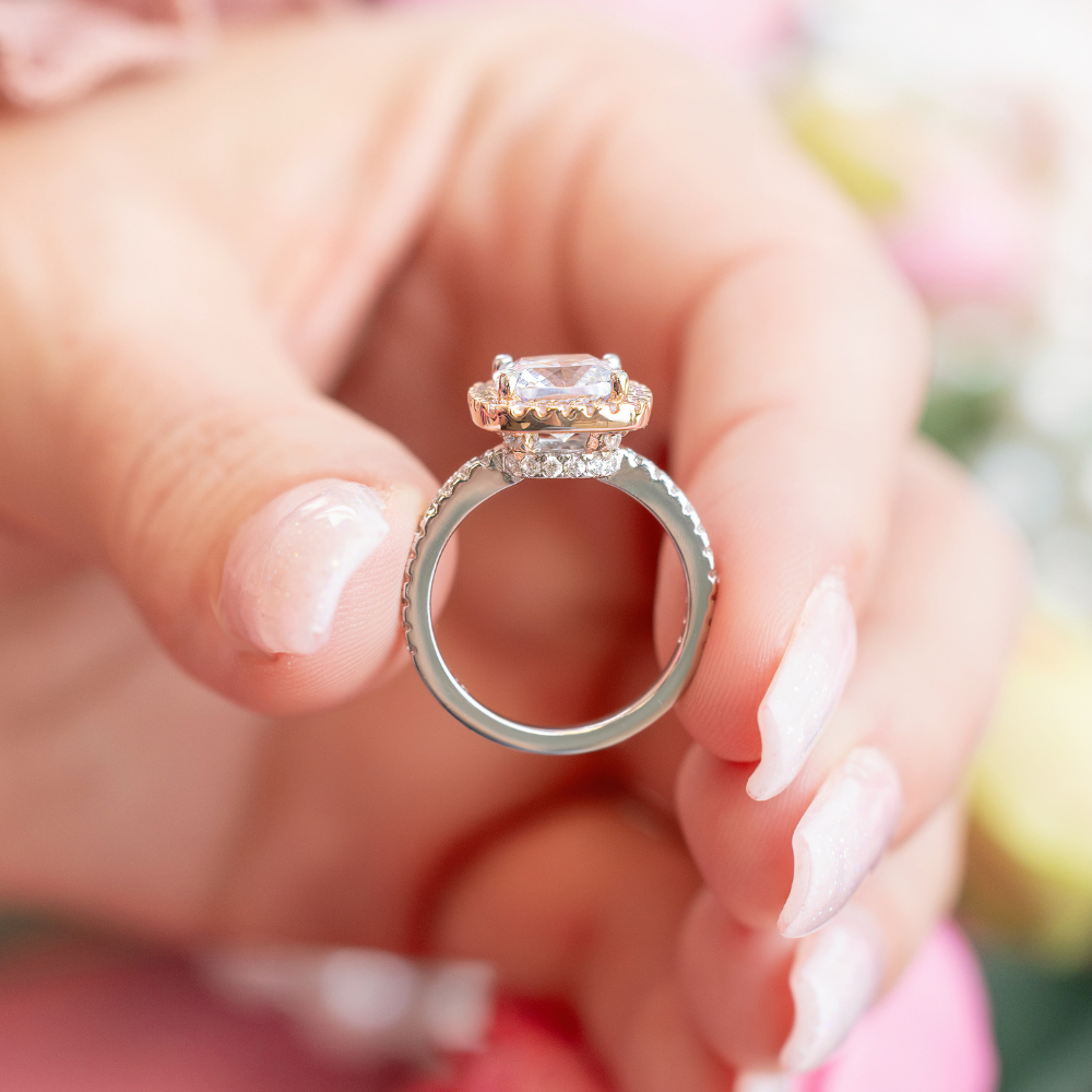Ginger Engagement Ring in Silver - Stunning & Unique Pink Stones