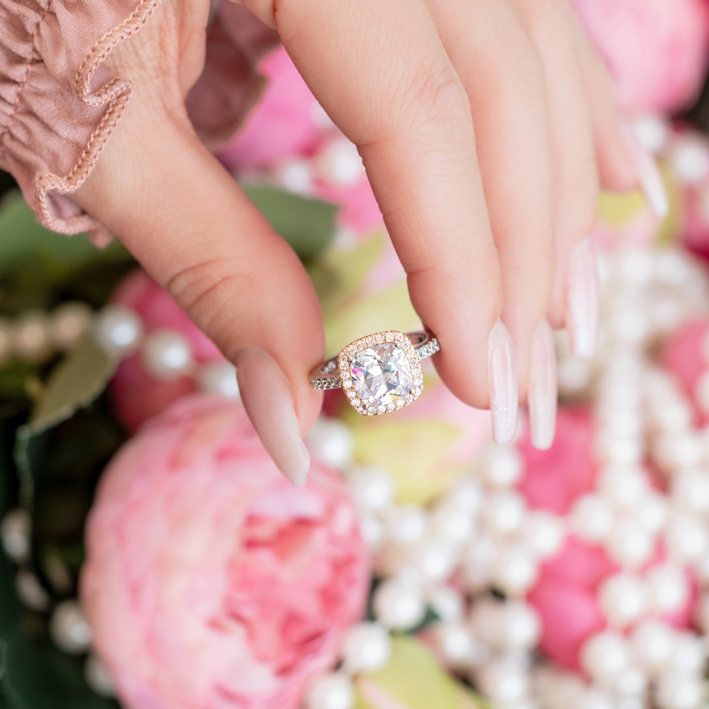Ginger Engagement Ring in Silver - Stunning & Unique Pink Stones