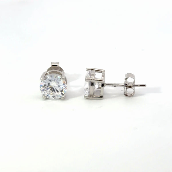 7mm Brilliant Stud Earrings Finished in Rhodium