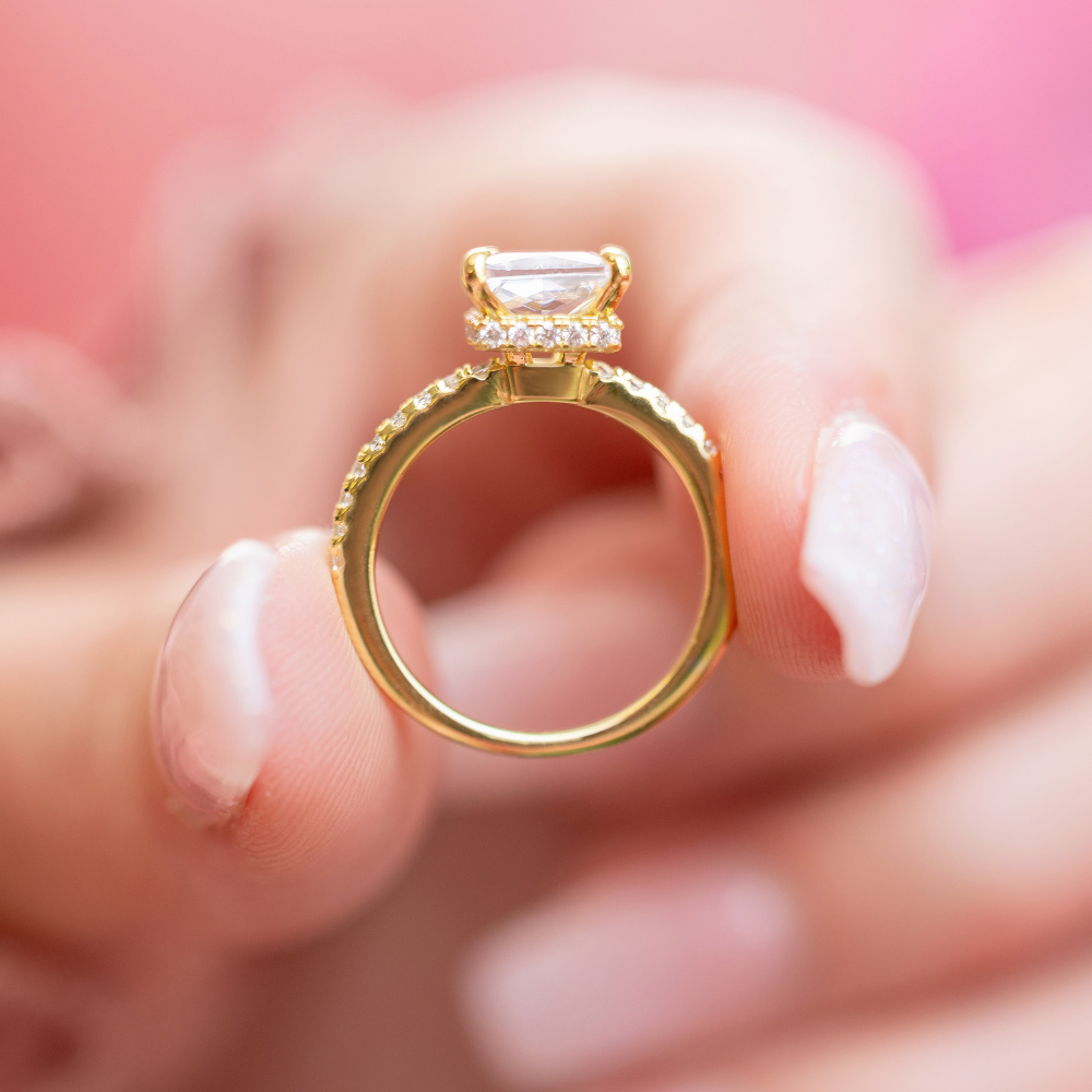 Evangeline Engagement Ring in Gold - Brilliant Multi-layered Stones for Maximum Shine!