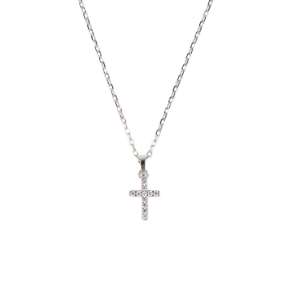 Mini Dainty Cross Necklace in Silver
