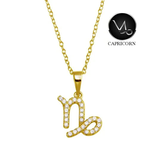 Celebrate your committed, ambitious and determined spirit with our Gold Capricorn Zodiac Necklace!
Features your zodiac sign adorned with stunning clear CZ stones
Hanging from a 16-inch chain with a 2-inch extension
Capricorn Dates: December 21-January 20