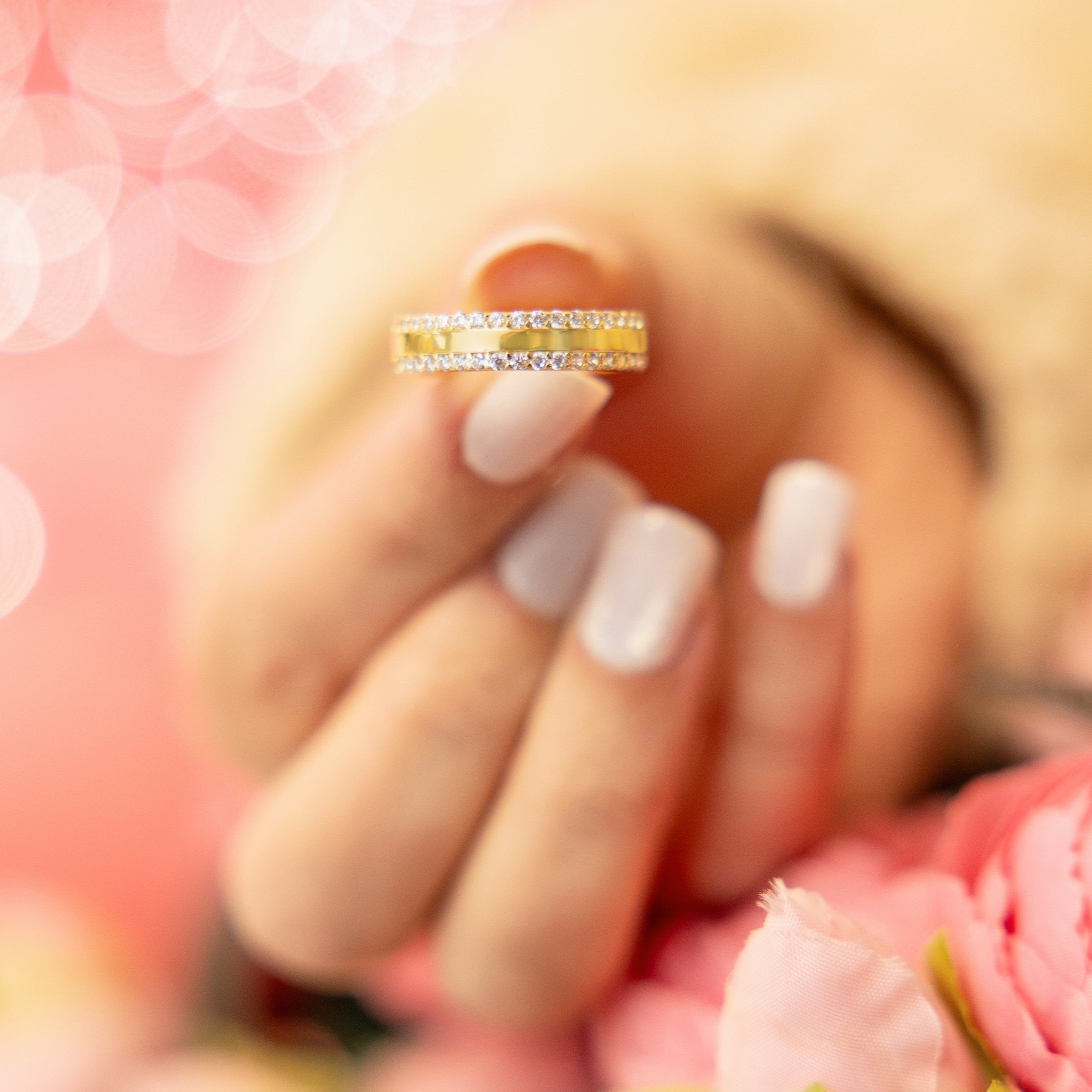 Macey Eternity Ring in Gold - Double the Shine x Infinity