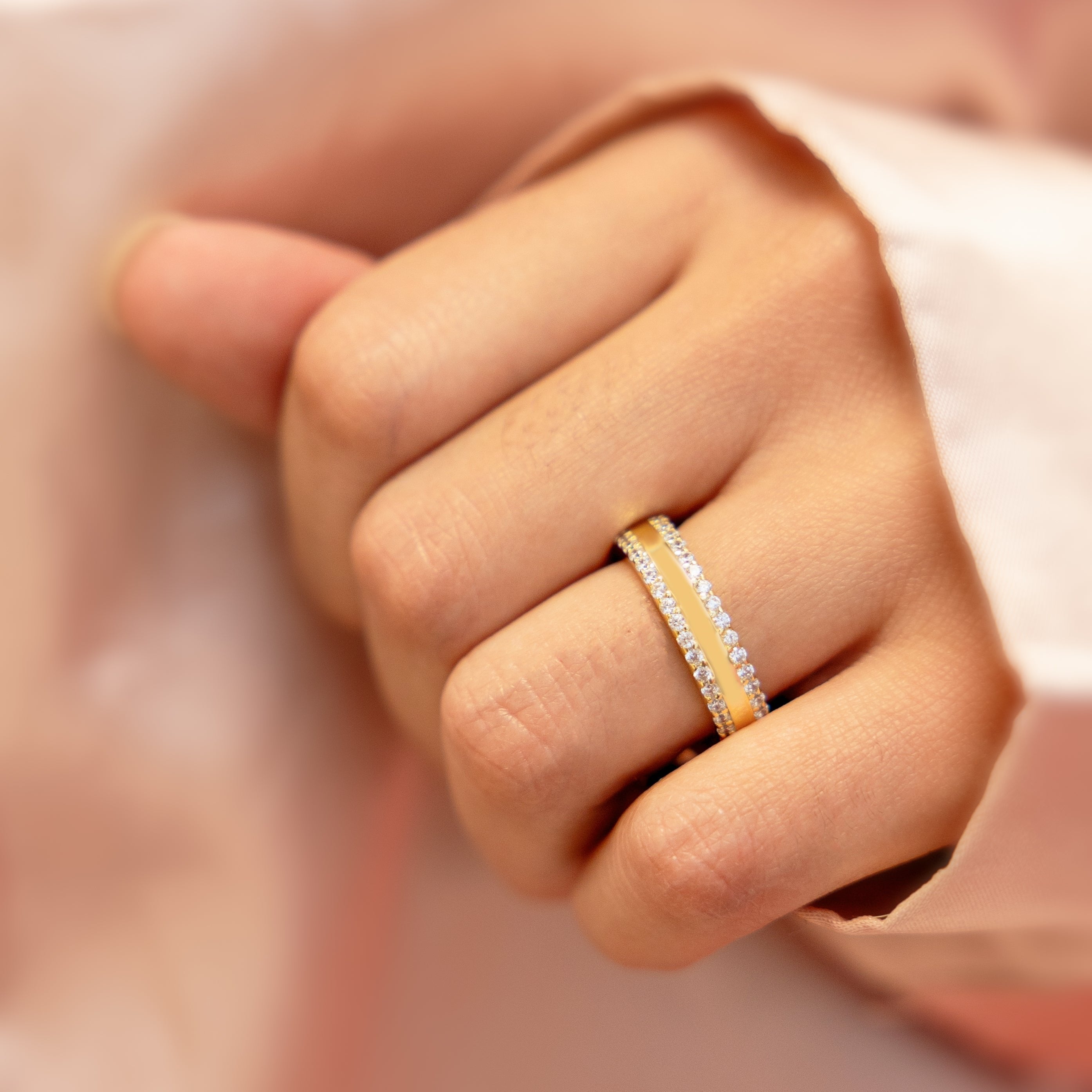 Macey Eternity Ring in Gold - Double the Shine x Infinity