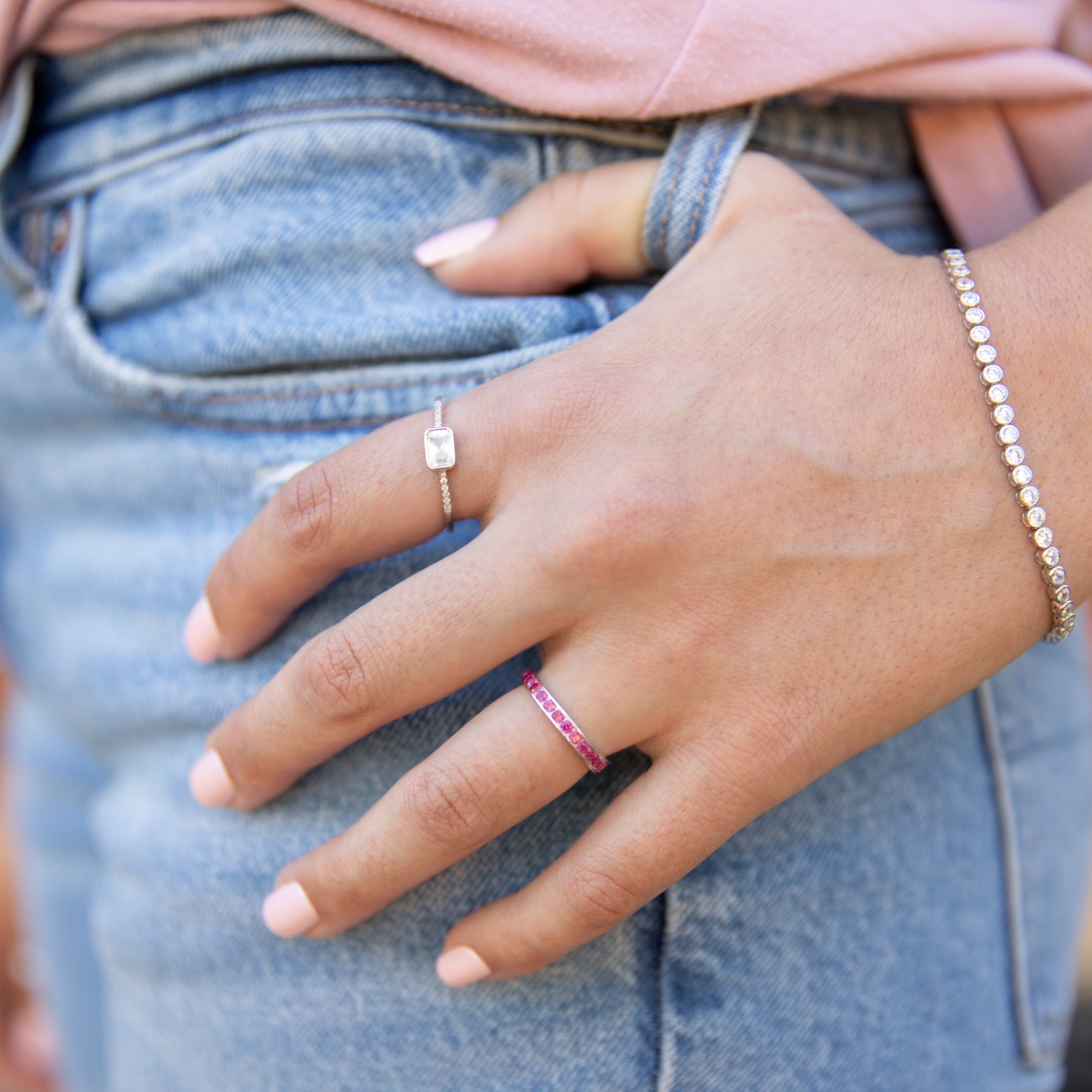 Pink Ruby Eternity Band - Perfect for Your July Birthday