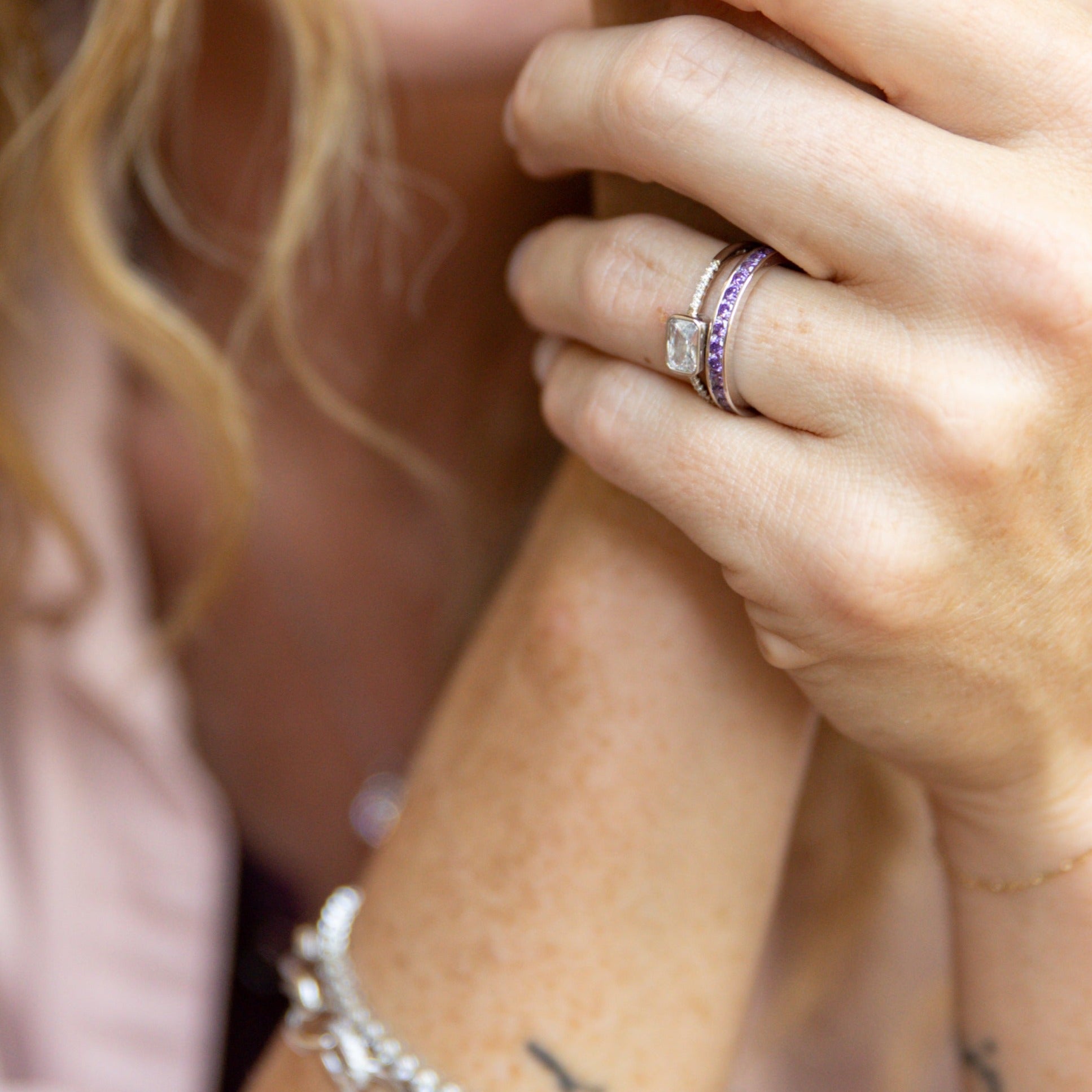 Amethyst Eternity Band in Silver - Perfect for Your February Birthday!