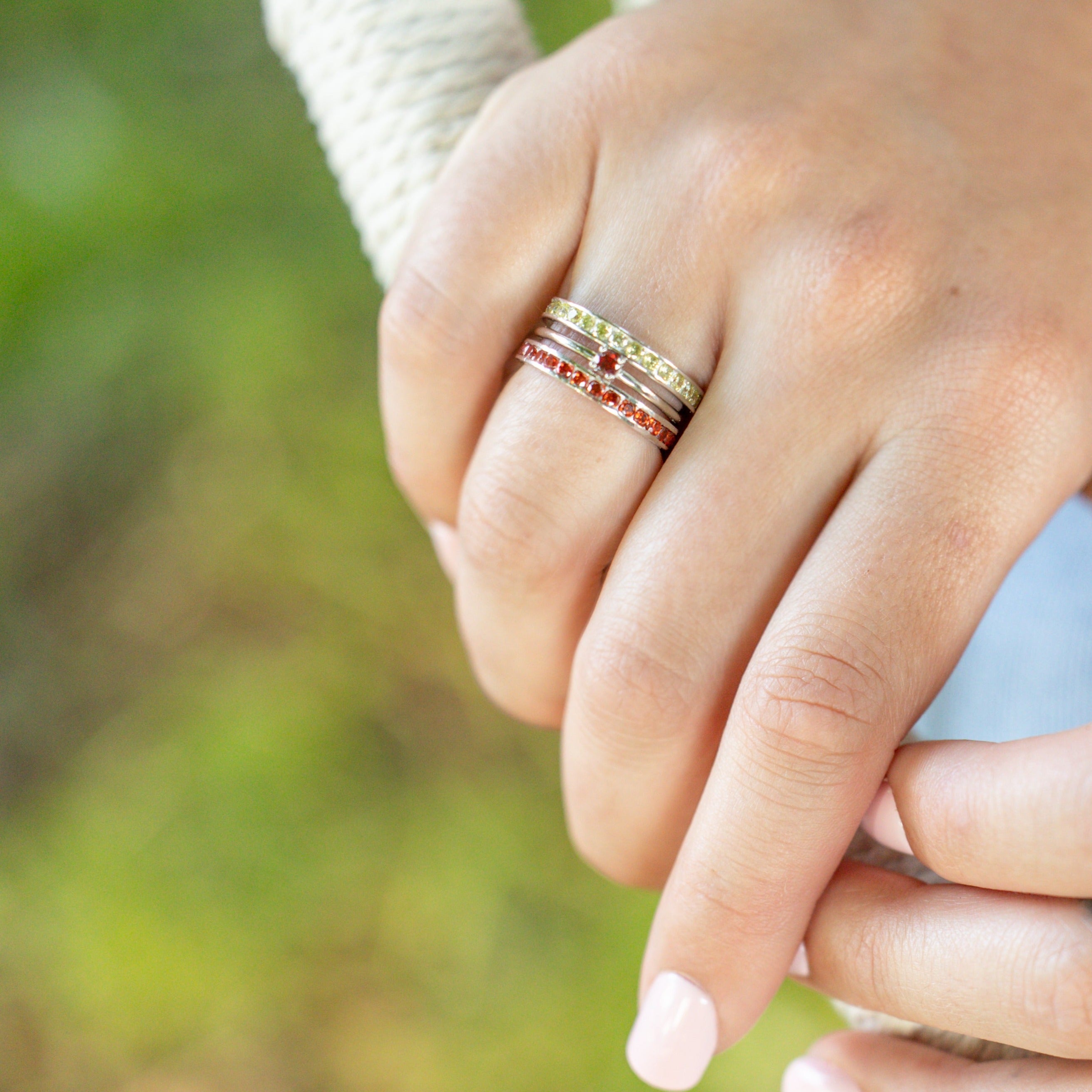 Garnet Eternity Band in Silver - Perfect for the Holidays!
