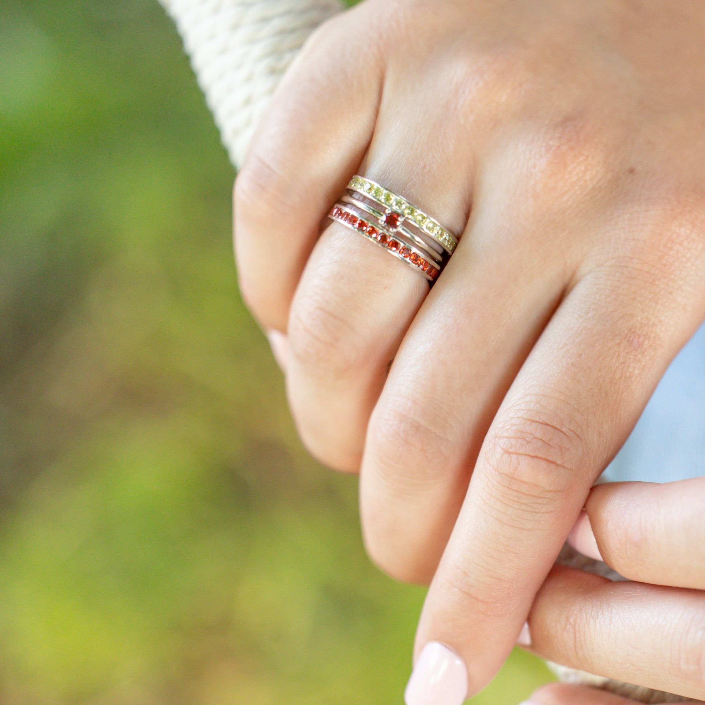 Garnet Round Stackable Ring in Silver - Get Ready for Your January Birthday!