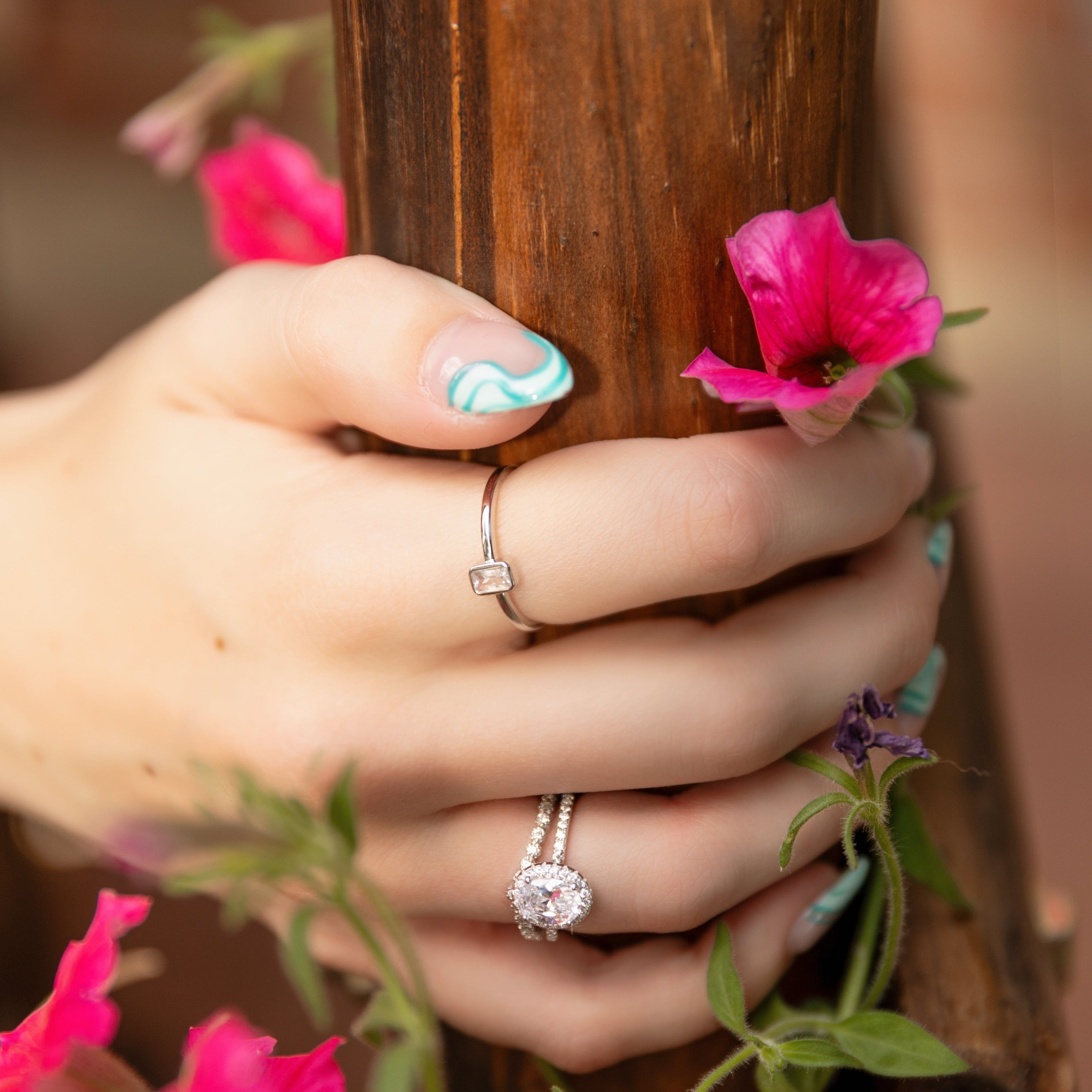 Ella Stackable Ring in Silver - Essential Stackable Band with Beautiful Stone