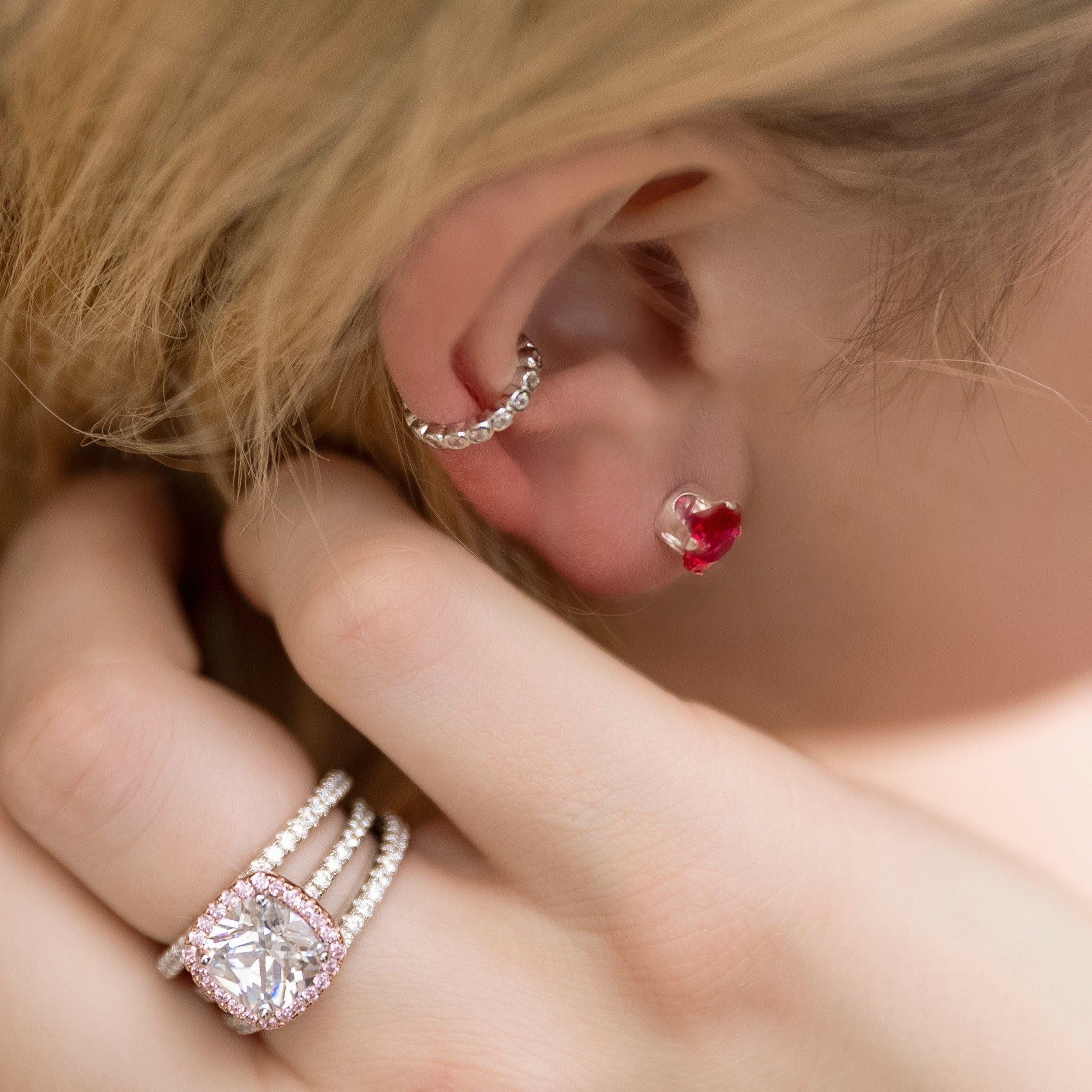 Ruby Birthstone Earrings in Silver - Celebrate the Holidays with these Dazzlers!