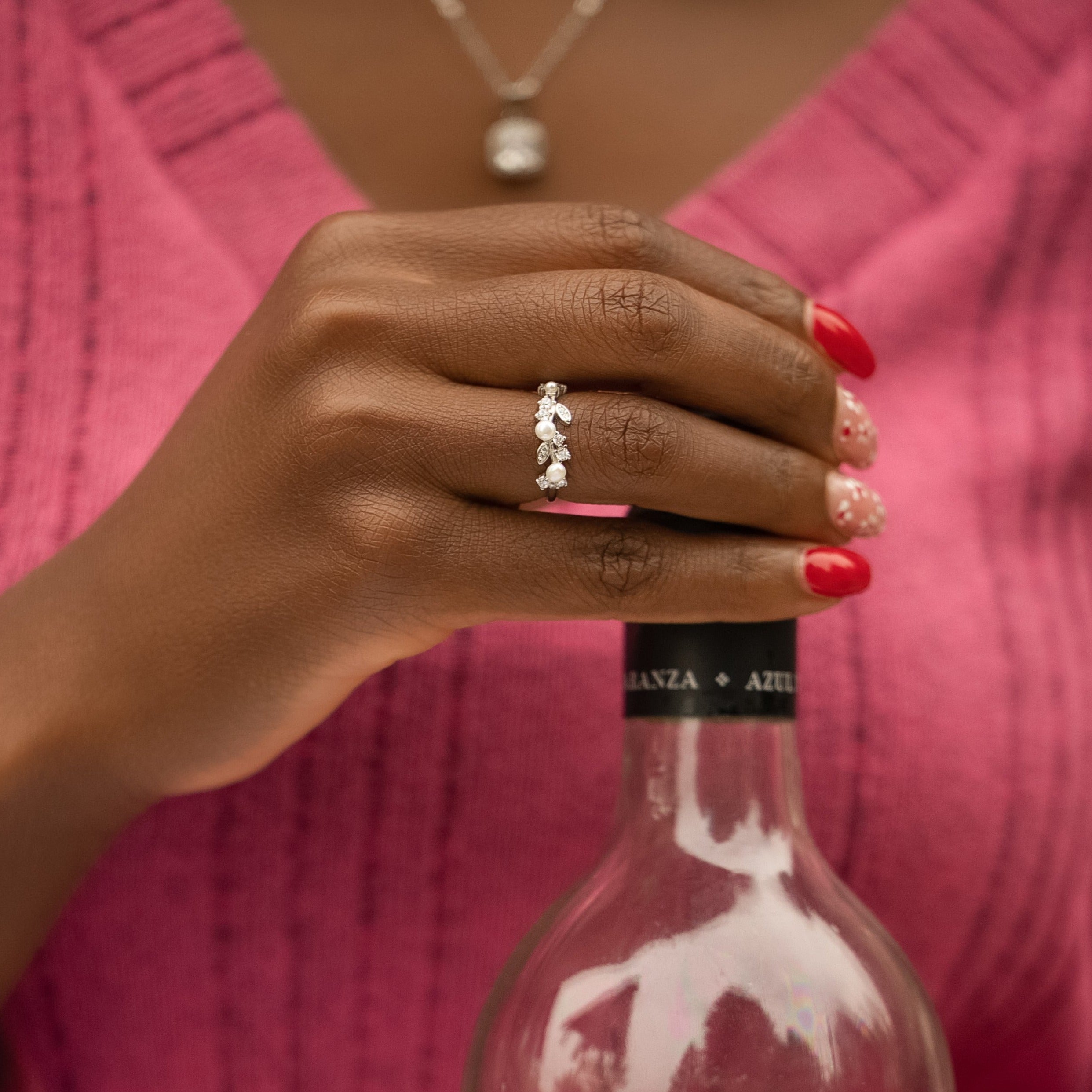 Anastasia Ring in Silver with Pearls - This Versatile Ring Stacks or Stands Alone