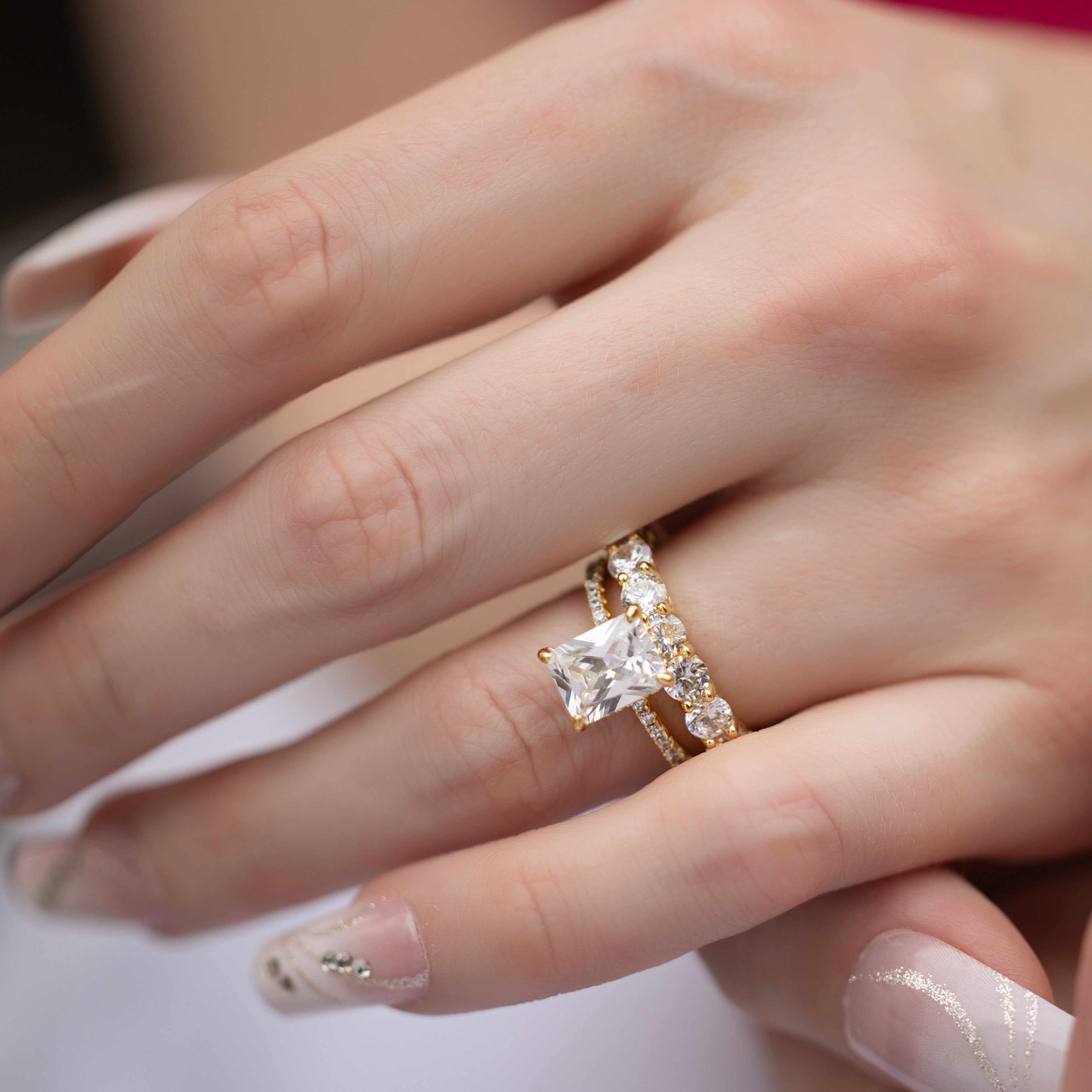 Evangeline Engagement Ring in Gold - Brilliant Multi-layered Stones for Maximum Shine!