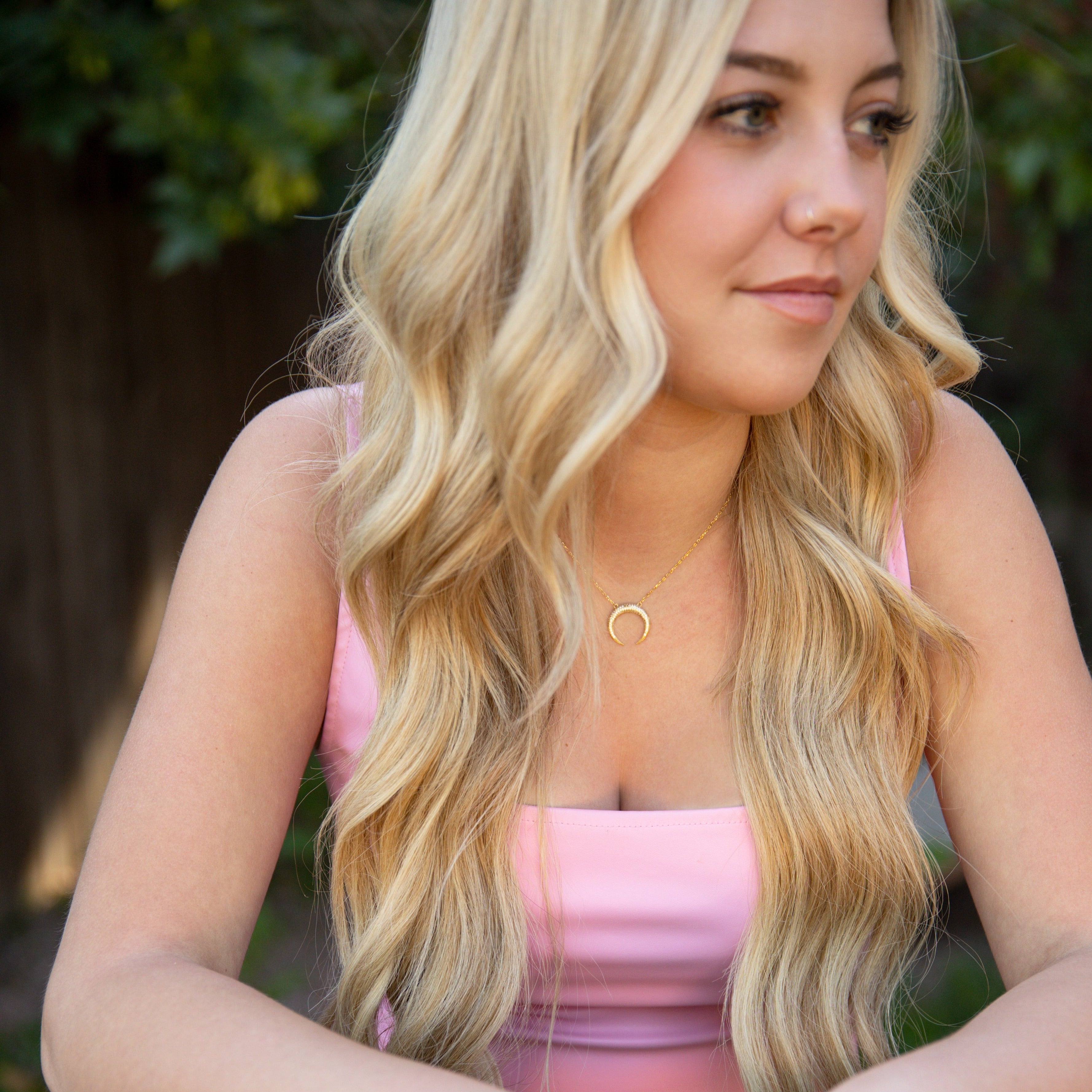 Crescent Moon Necklace in Gold - Just Like The Moon, Reflects Light for Extra Shine