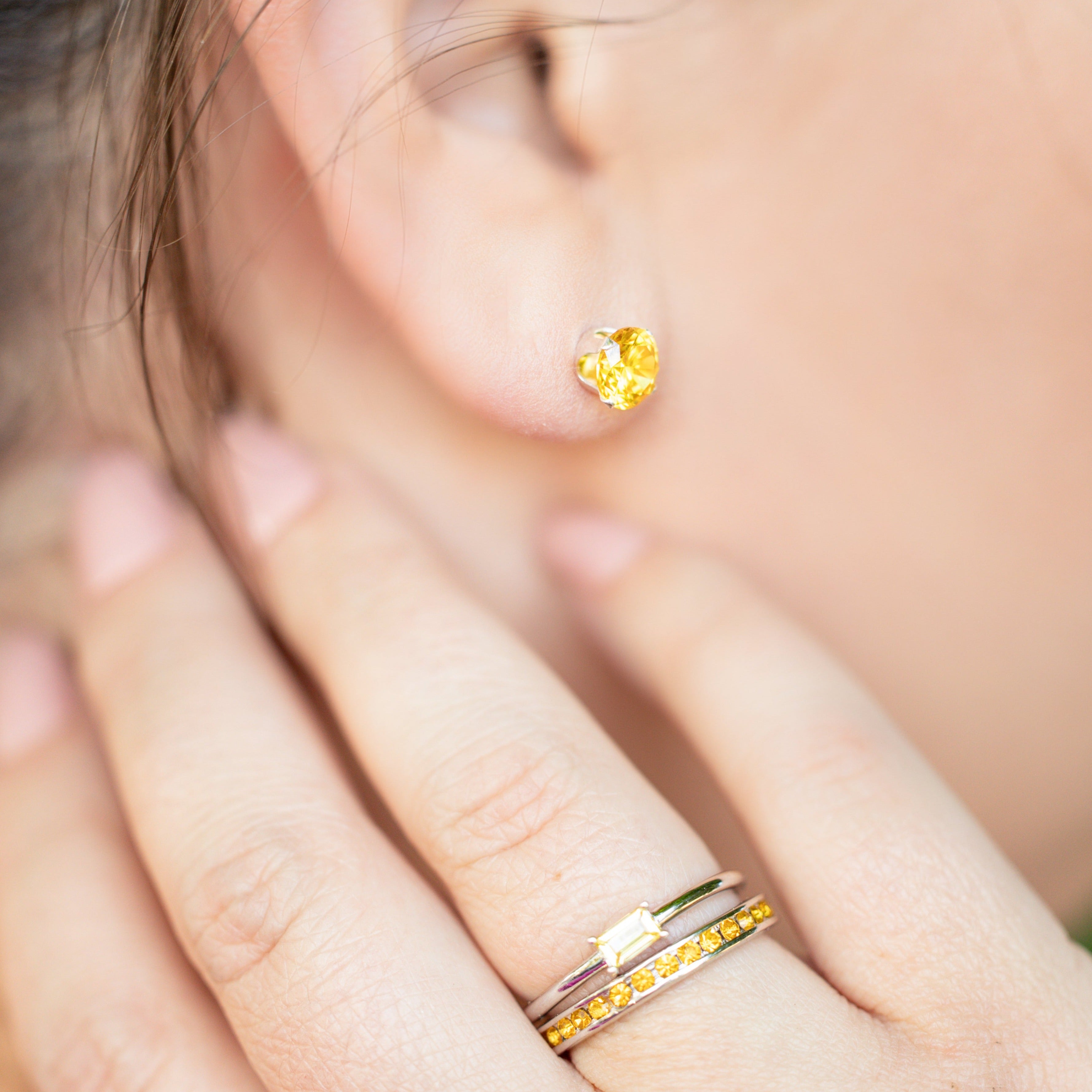 Citrine Birthstone Earrings in Silver - Celebrate Your November Birthday!