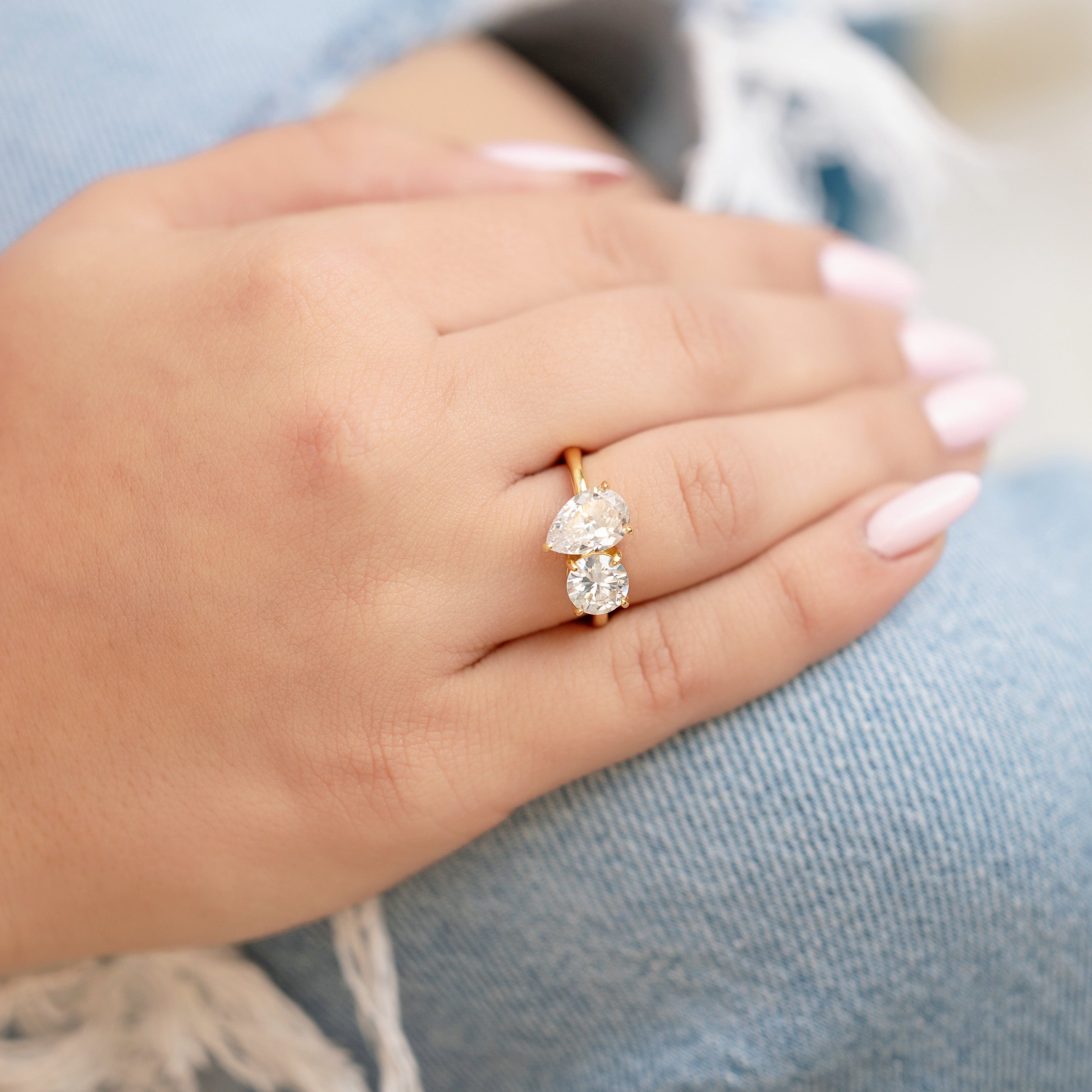 Aurora Ring in Gold - Double Feature Stones