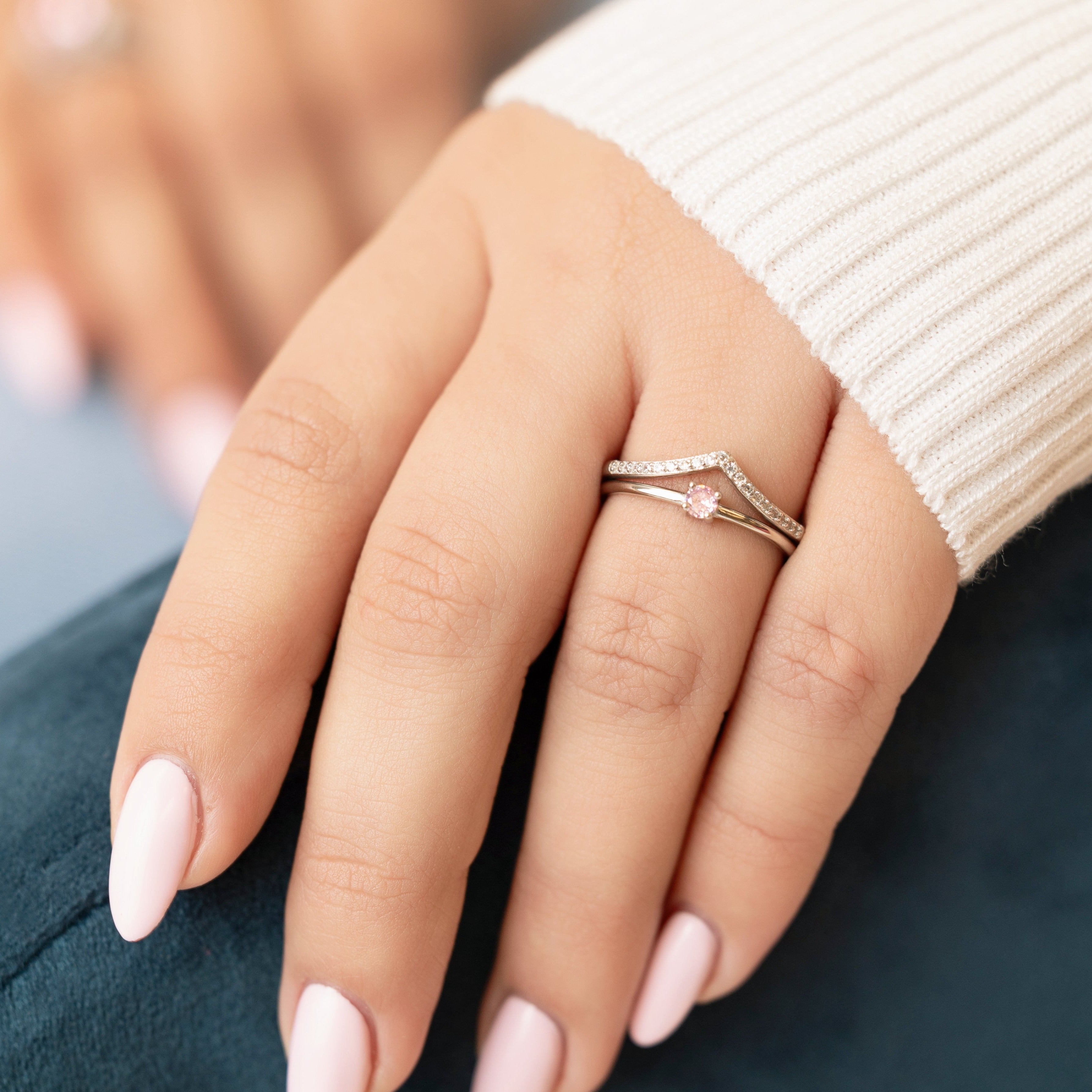 Pink Tourmaline Round Stackable Ring in Silver - Get Ready for Your October Birthday!