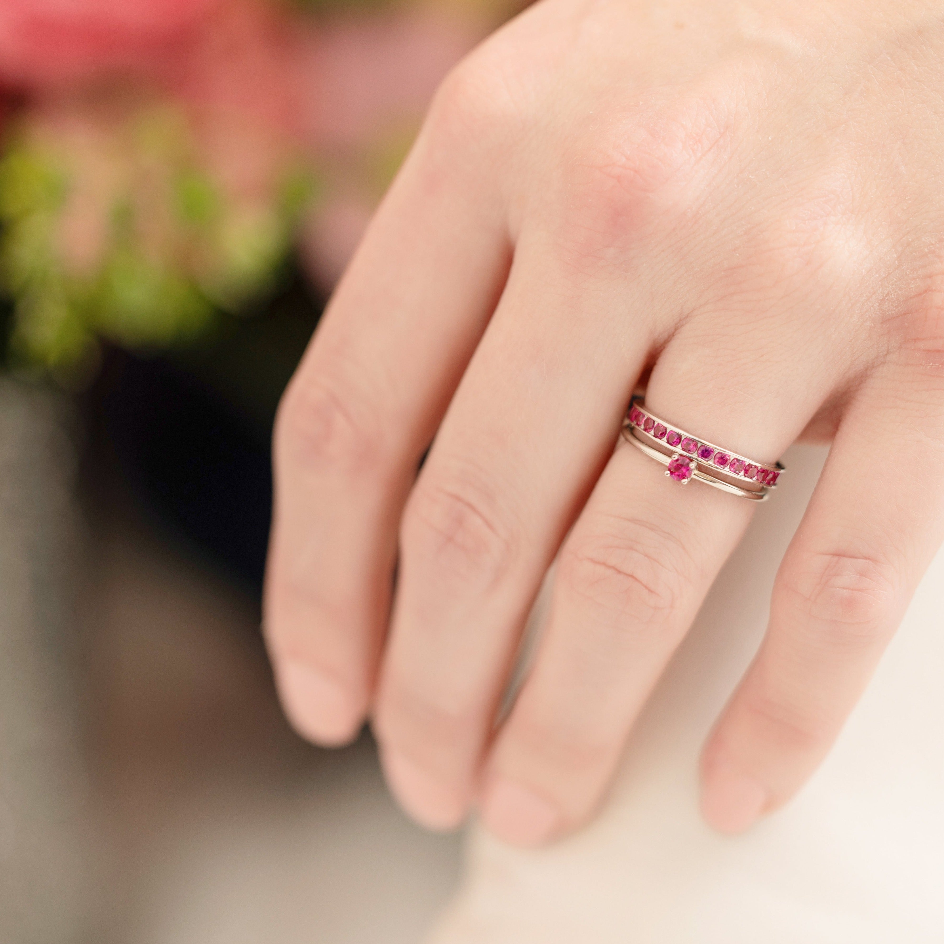 Pink Ruby Eternity Band - Perfect for Your July Birthday
