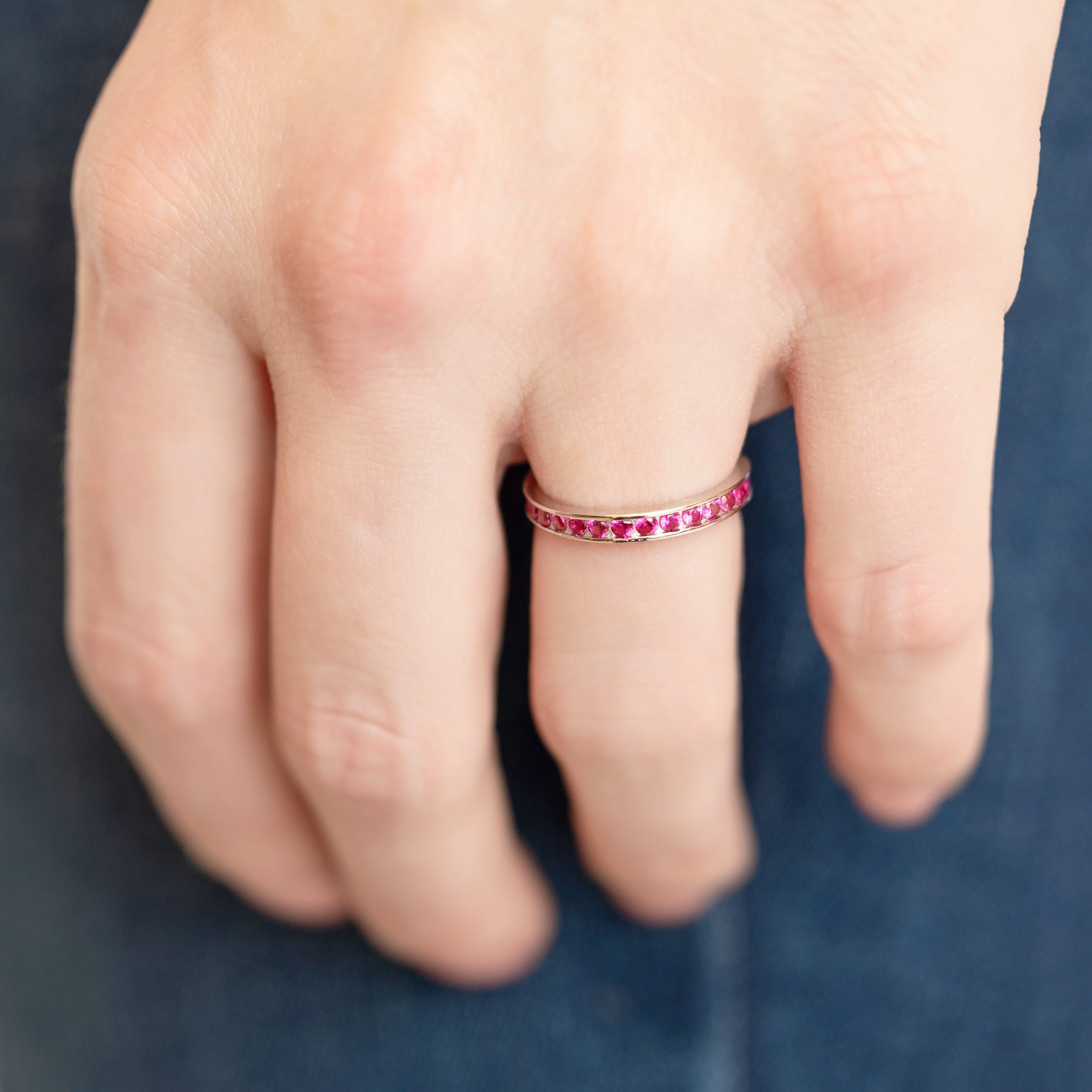 Pink Ruby Eternity Band - Perfect for Your July Birthday