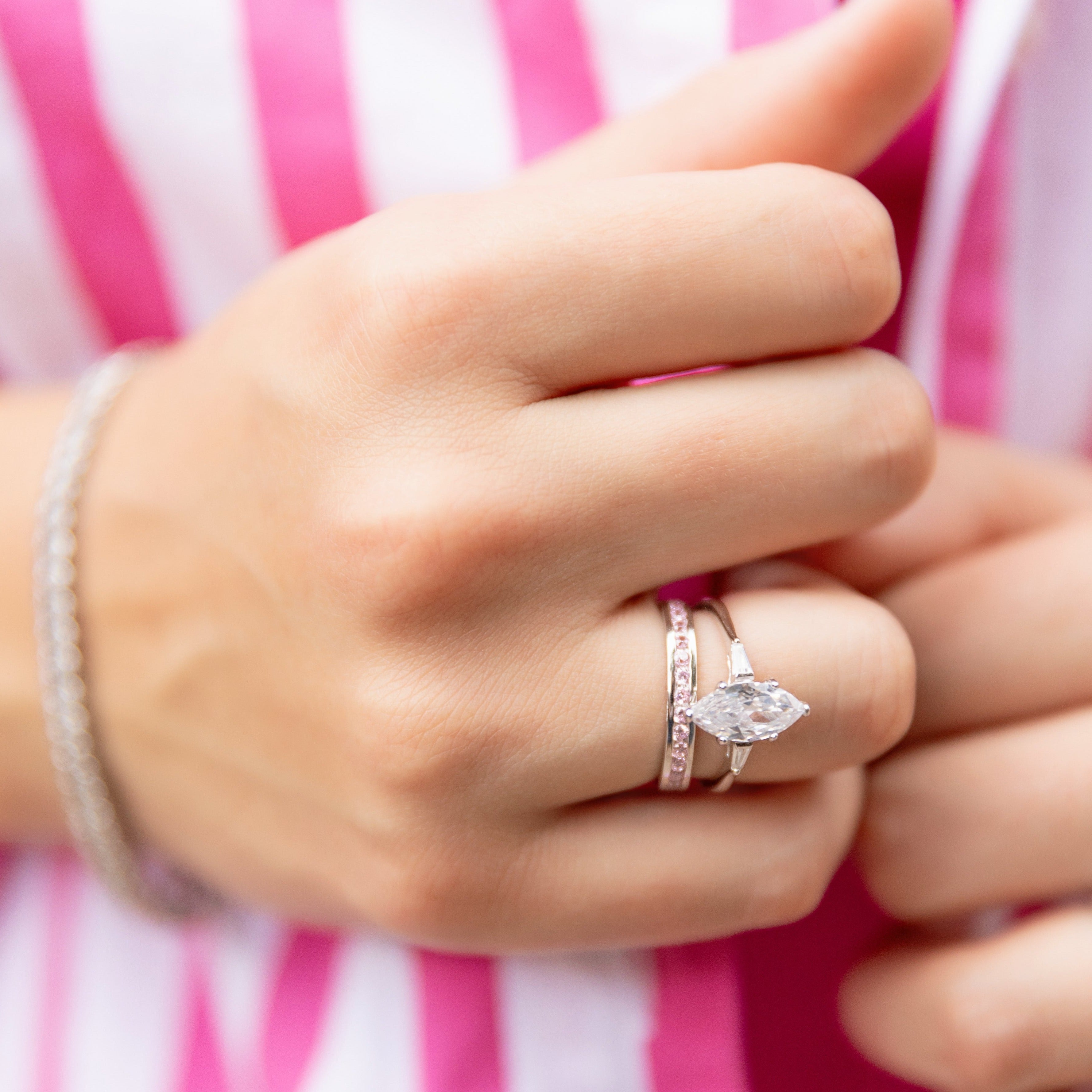 Pink Tourmaline Eternity Band in Silver - Perfect for your October Birthday