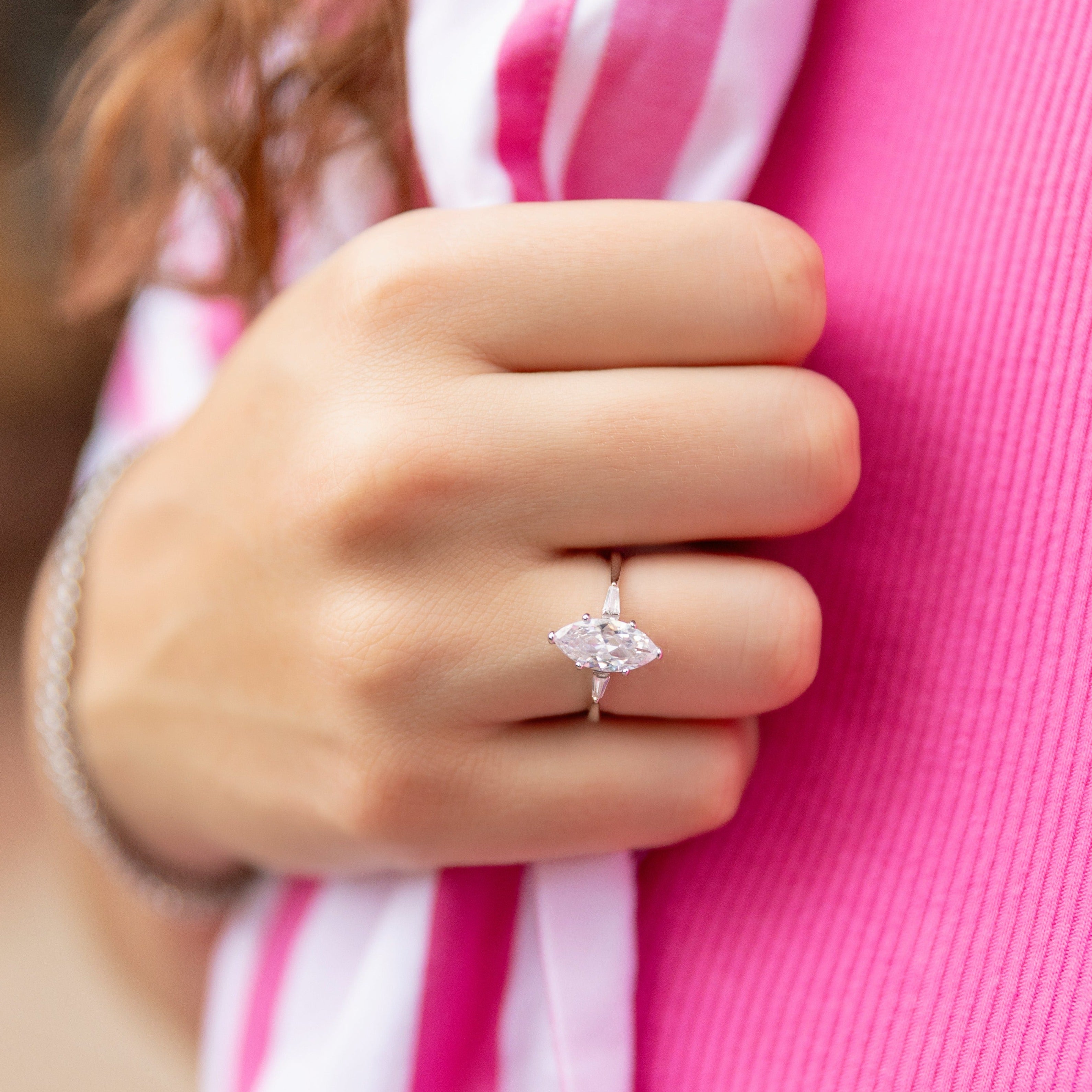 Maggie Engagement Ring in Silver - The Marquis Marquise