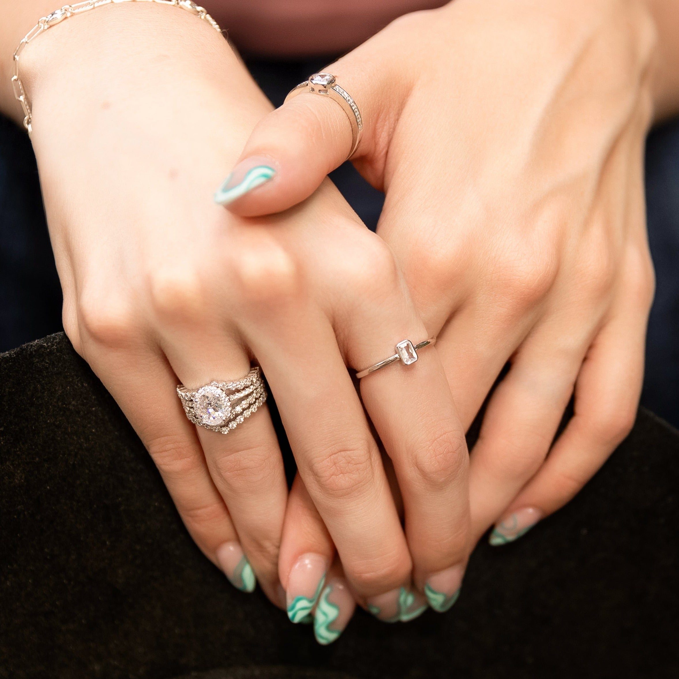 Ella Stackable Ring in Silver - Essential Stackable Band with Beautiful Stone