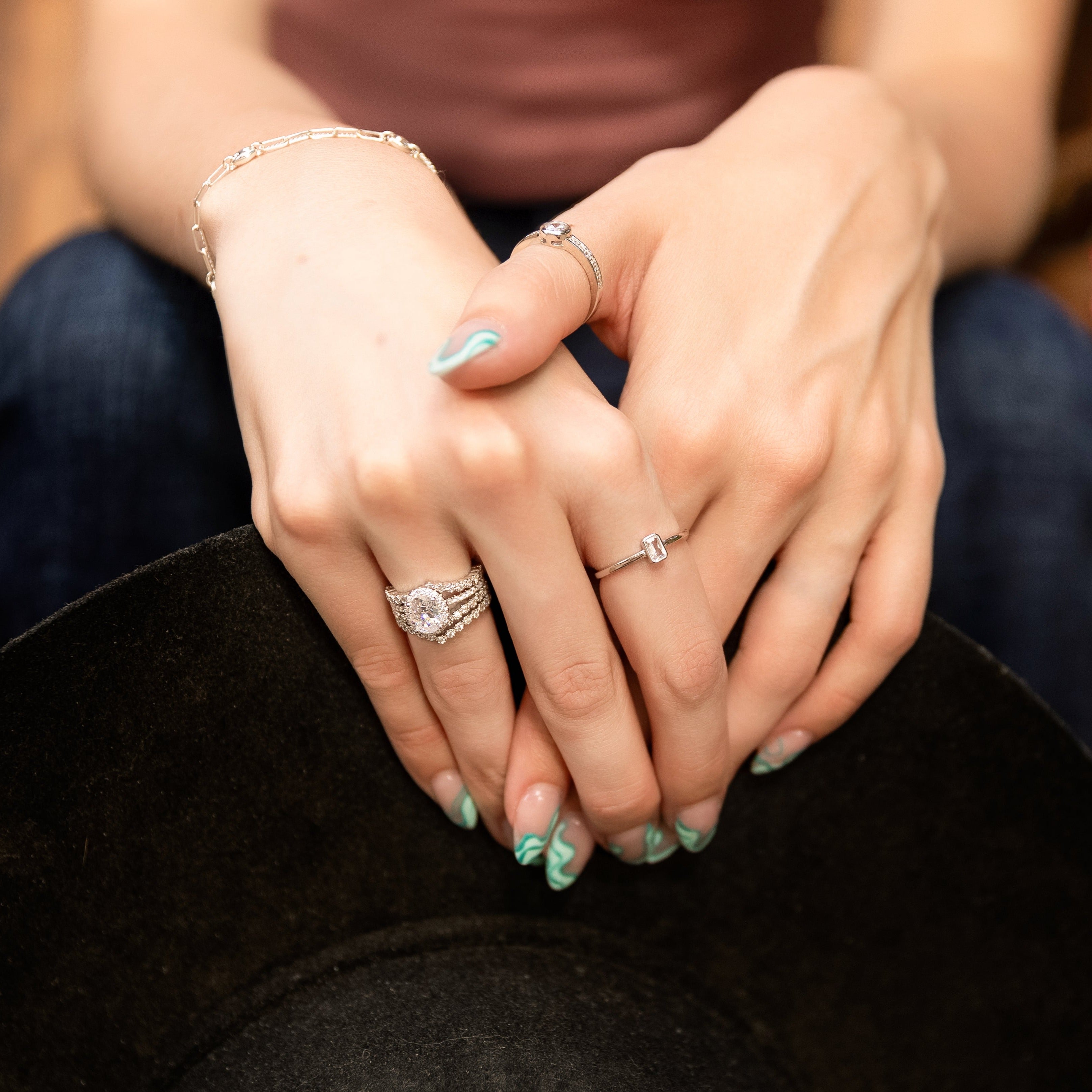 Mia Stackable Ring in Silver - Lux Chevron Design is a Sweet Stackable