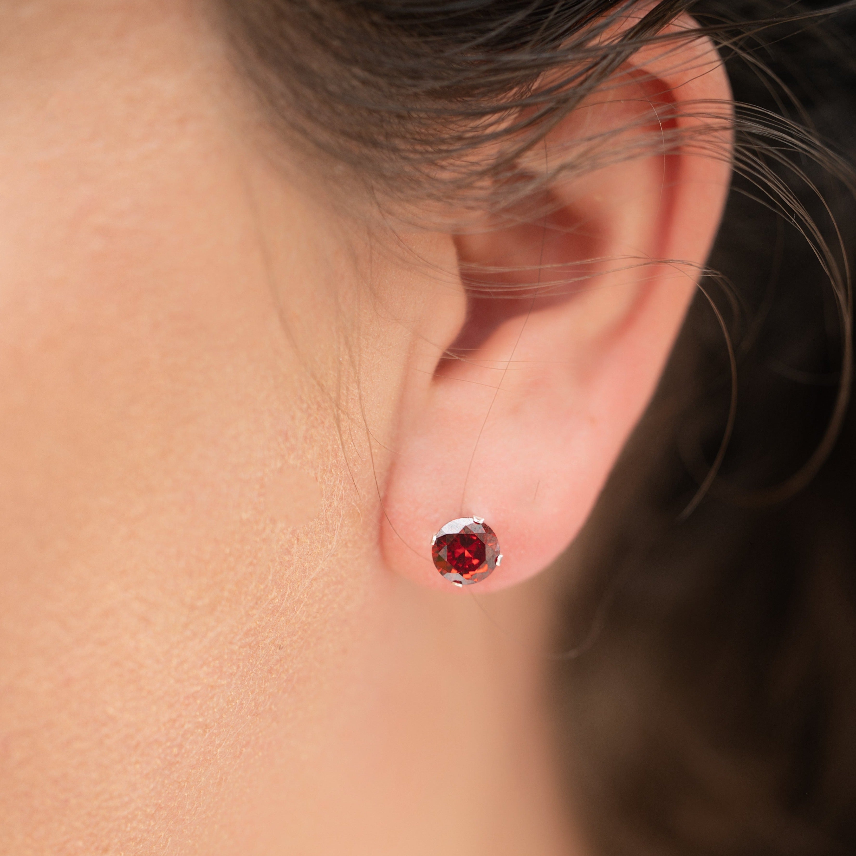 Garnet Birthstone Earrings in Silver - Celebrate Your January Birthday!