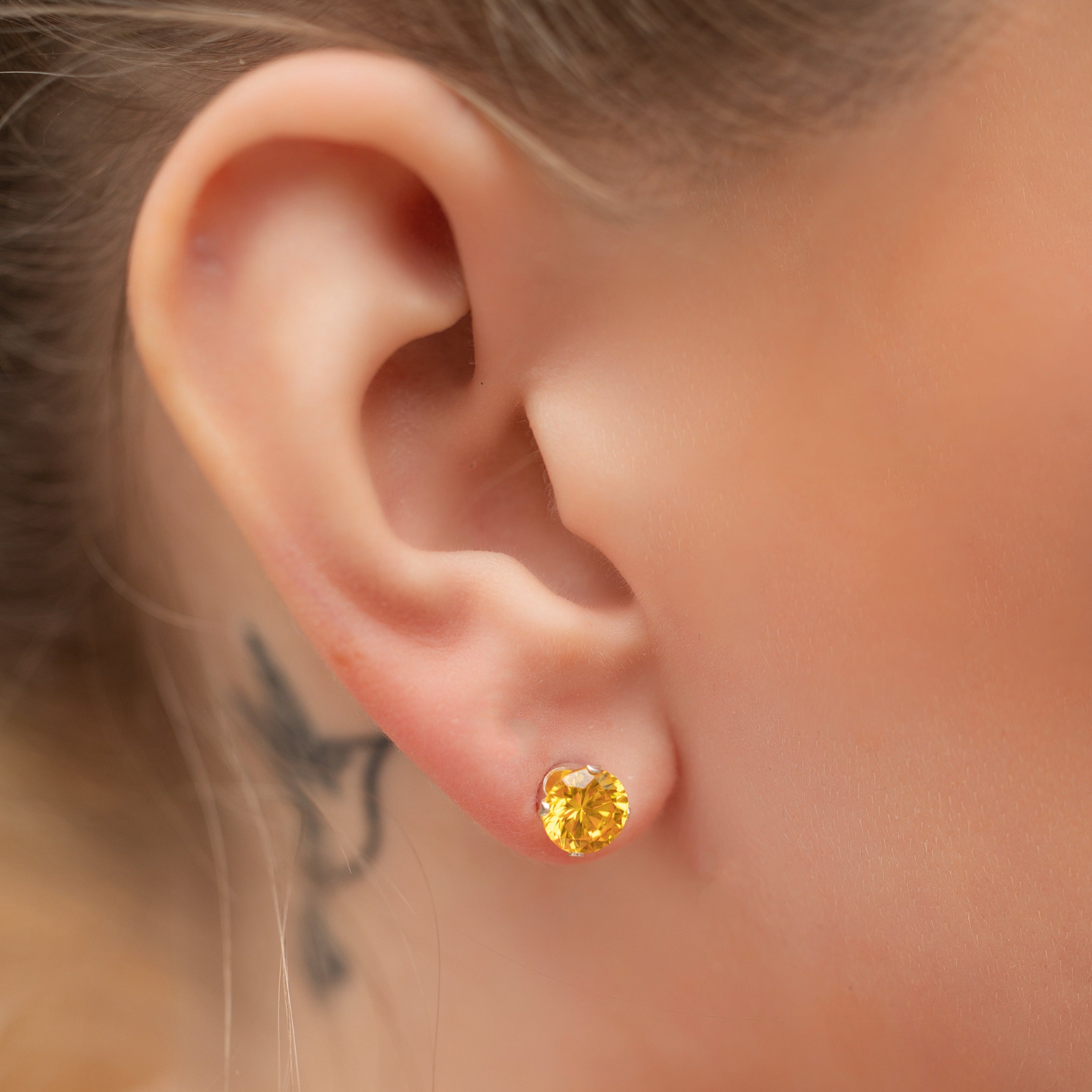 Citrine Birthstone Earrings in Silver - Celebrate Your November Birthday!