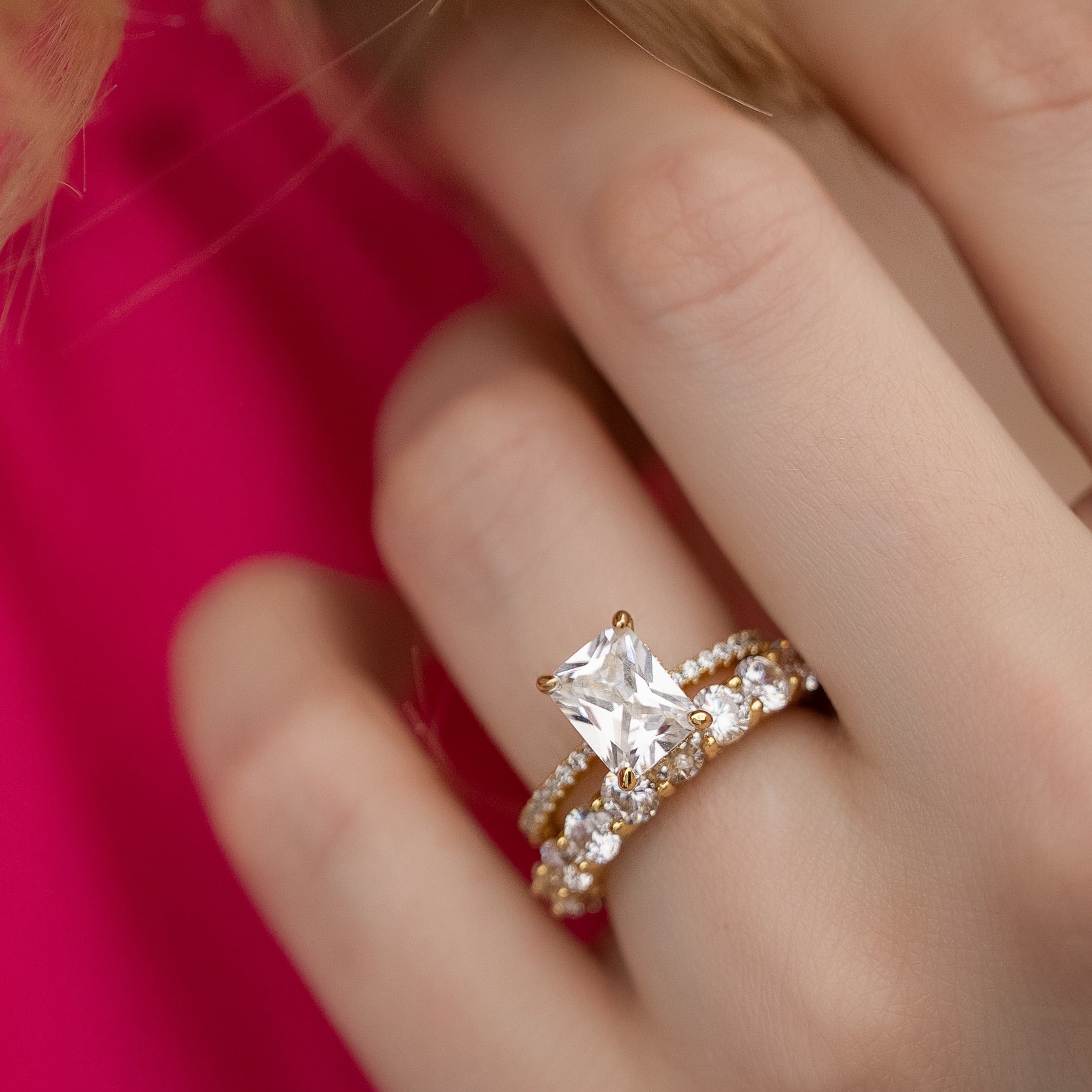 Evangeline Engagement Ring in Gold - Brilliant Multi-layered Stones for Maximum Shine!
