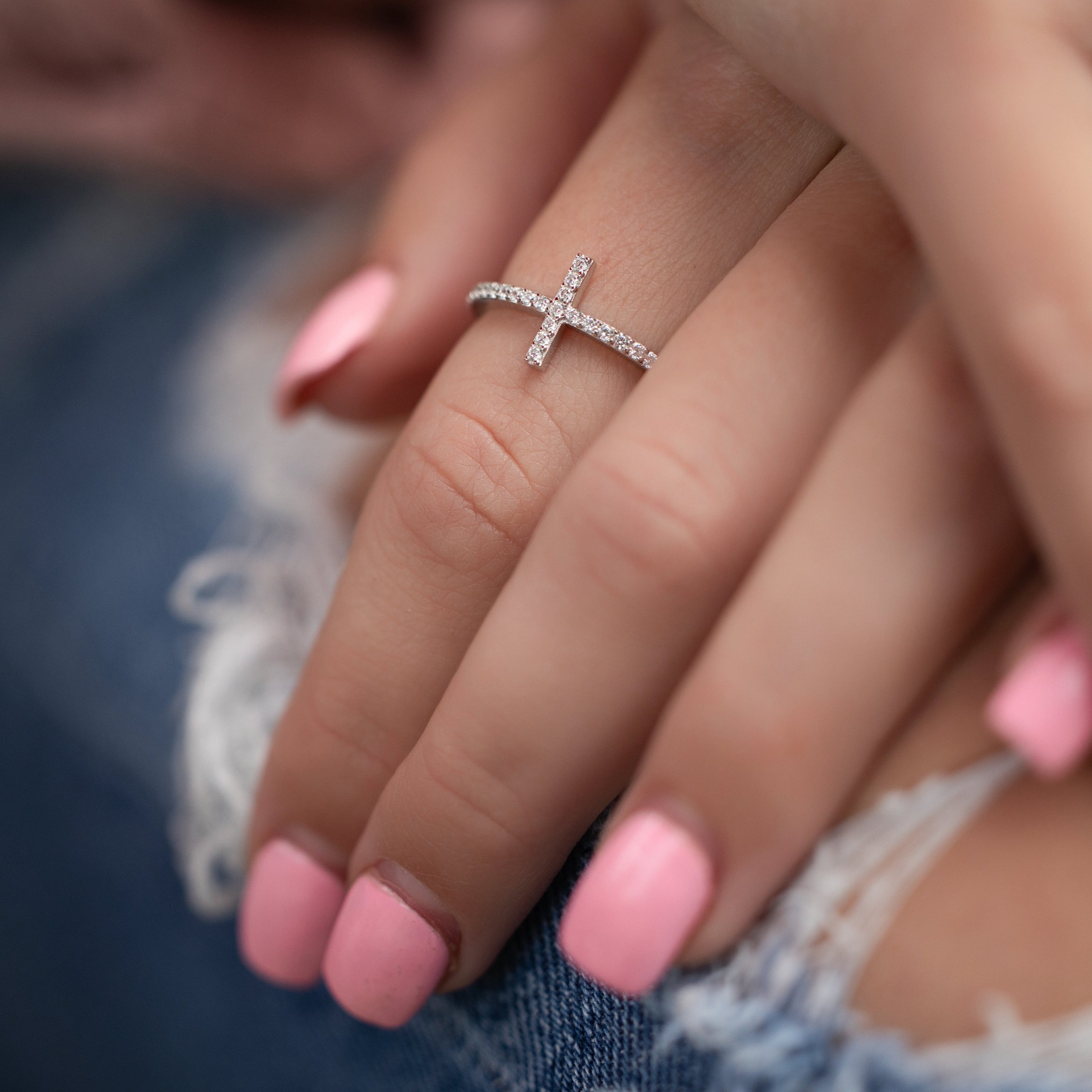 Angela Cross Ring in Silver - Attention Grabbing Detail
