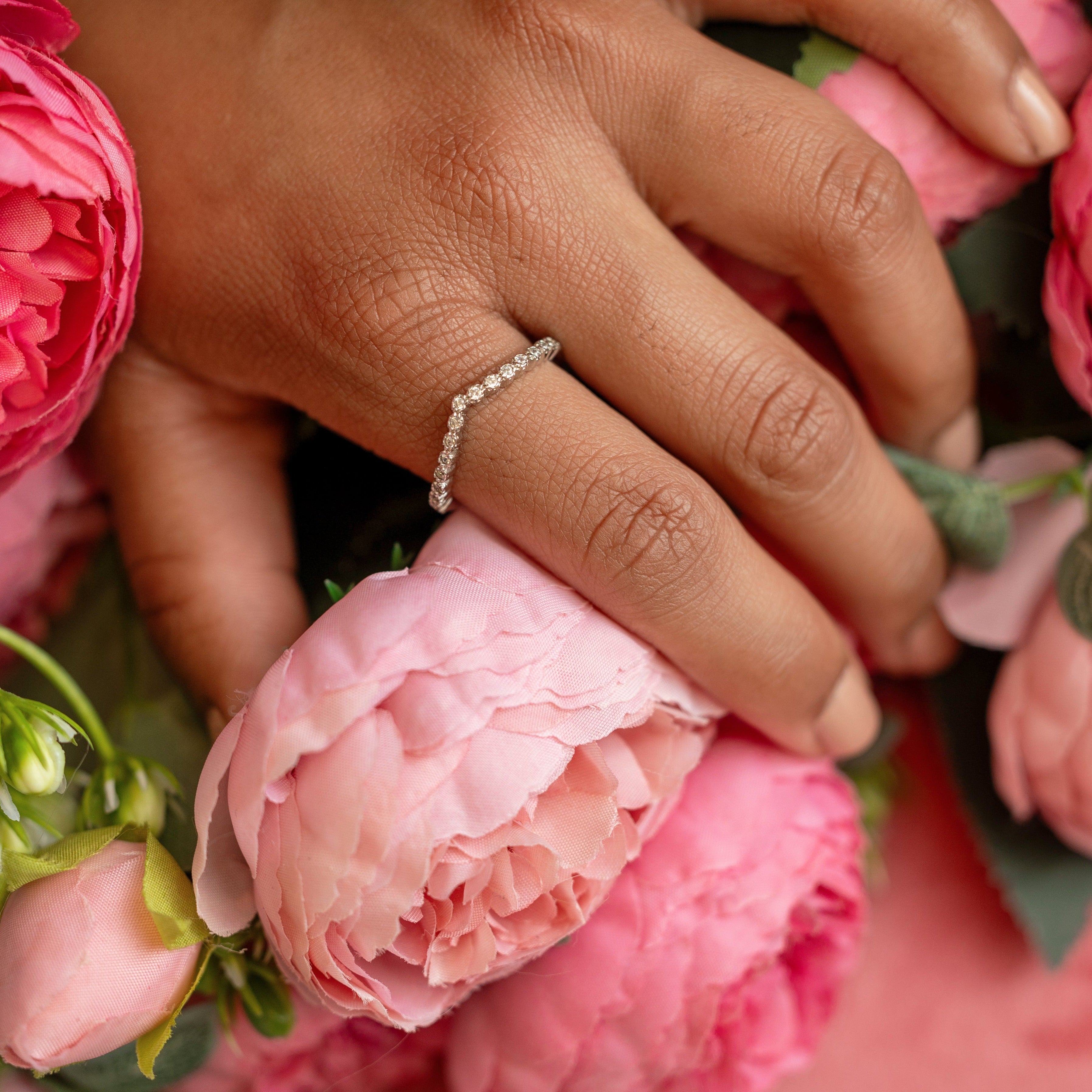 Mia Stackable Ring in Silver - Lux Chevron Design is a Sweet Stackable