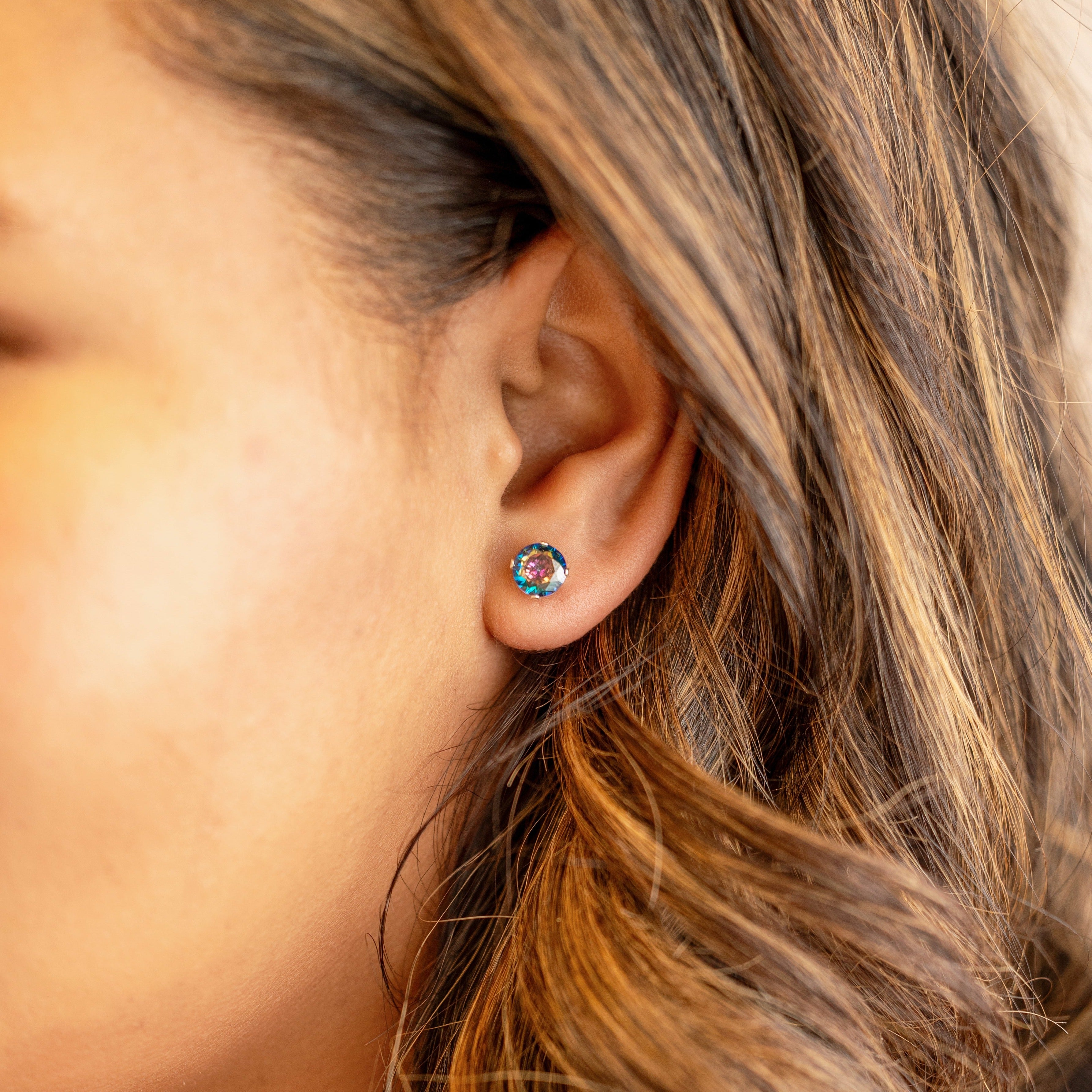 Rainbow Topaz Birthstone Earrings in Silver - Celebrate Your June Birthday!