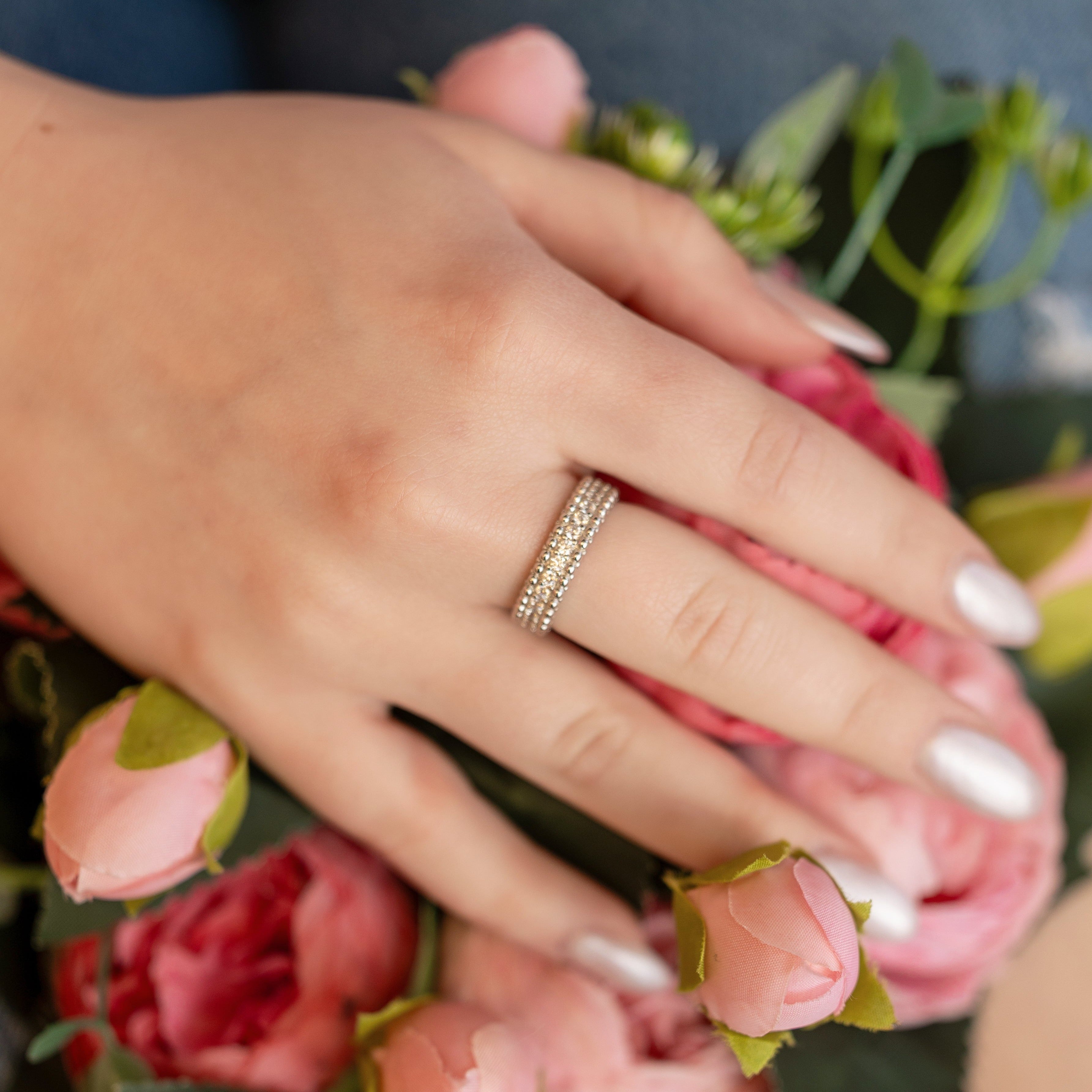 Reese Ring in Silver - Stunning Eternity Band, Great for Stacking