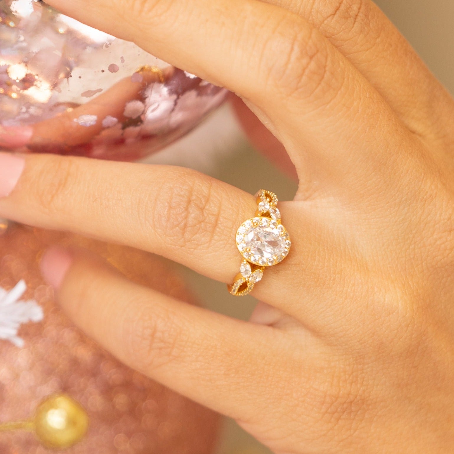 Victoria Engagement in Gold - For That Vintage Look & Feel!