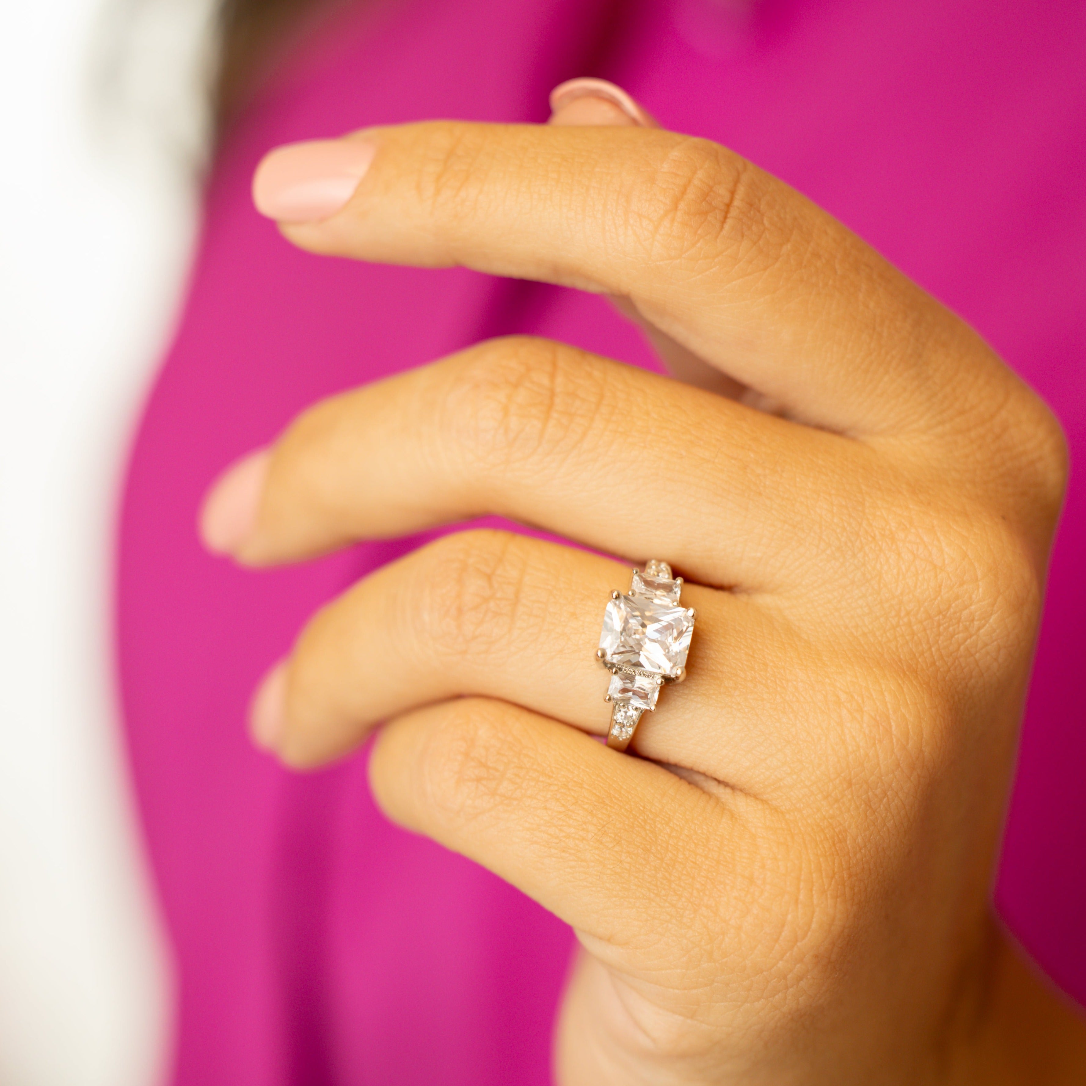 Gretchen Engagement Ring in Silver - Triple the Brilliance