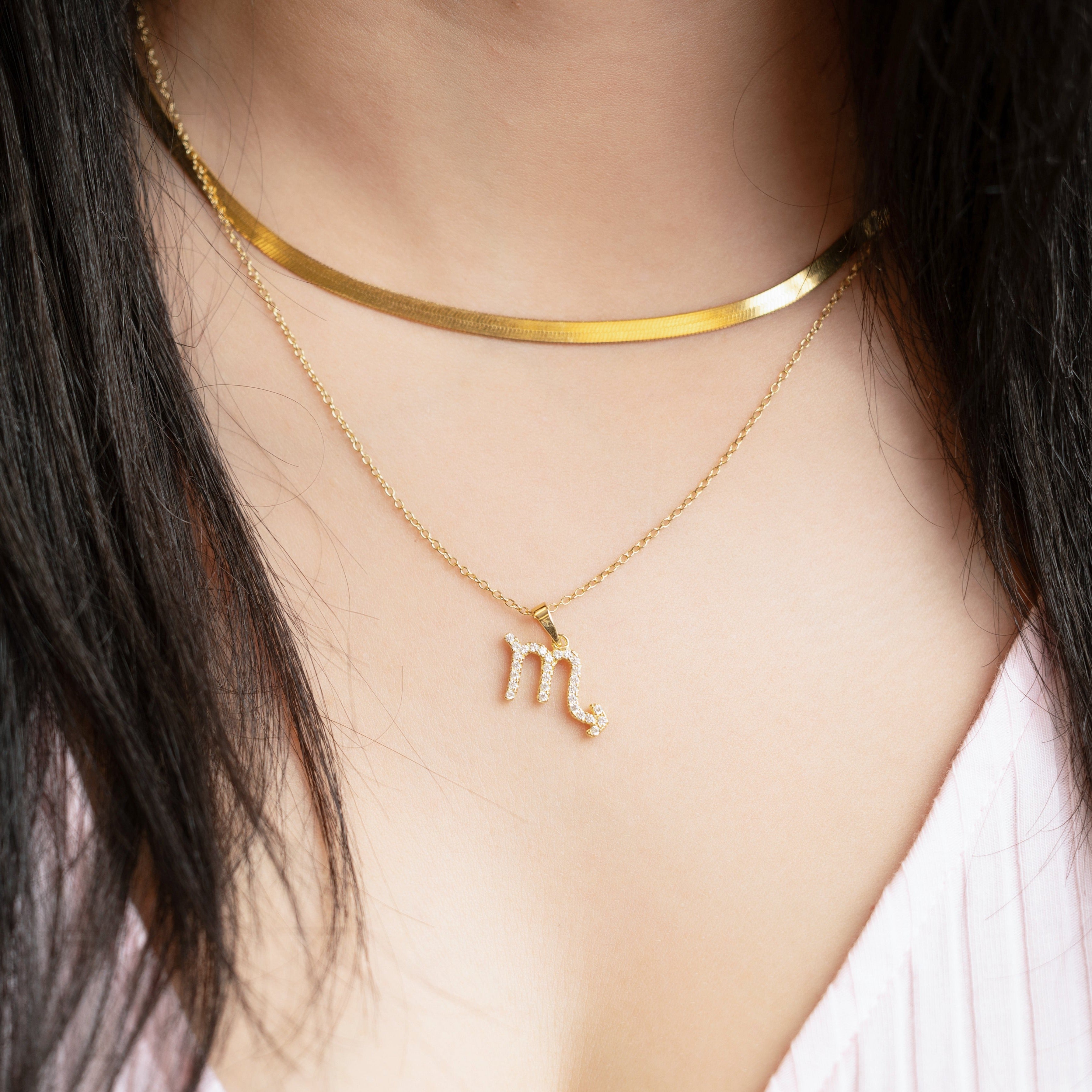 Scorpio Necklace in Gold with Extra CZ Sparkle