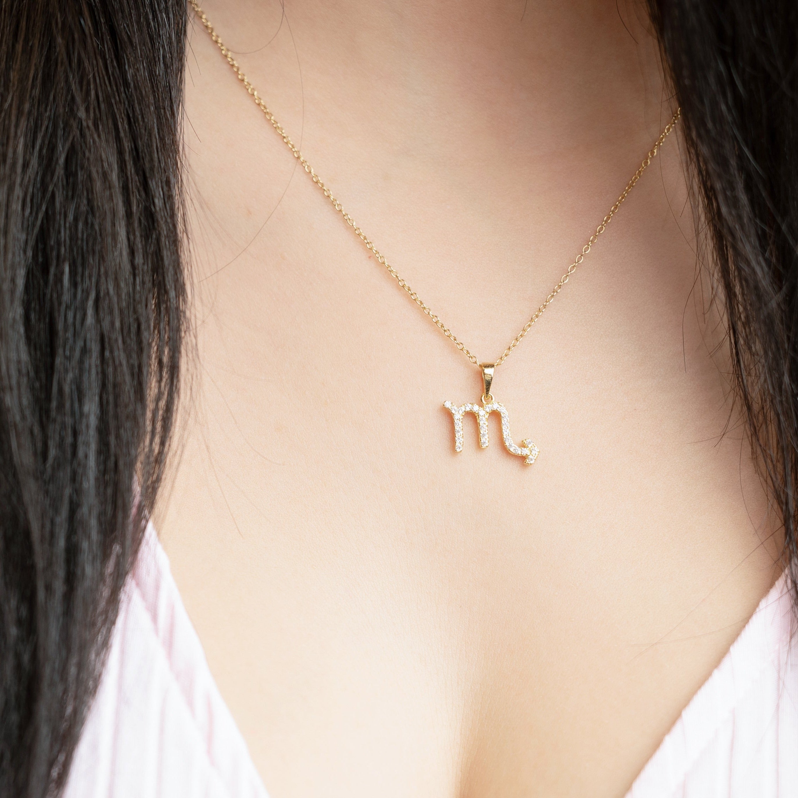 Scorpio Necklace in Gold with Extra CZ Sparkle