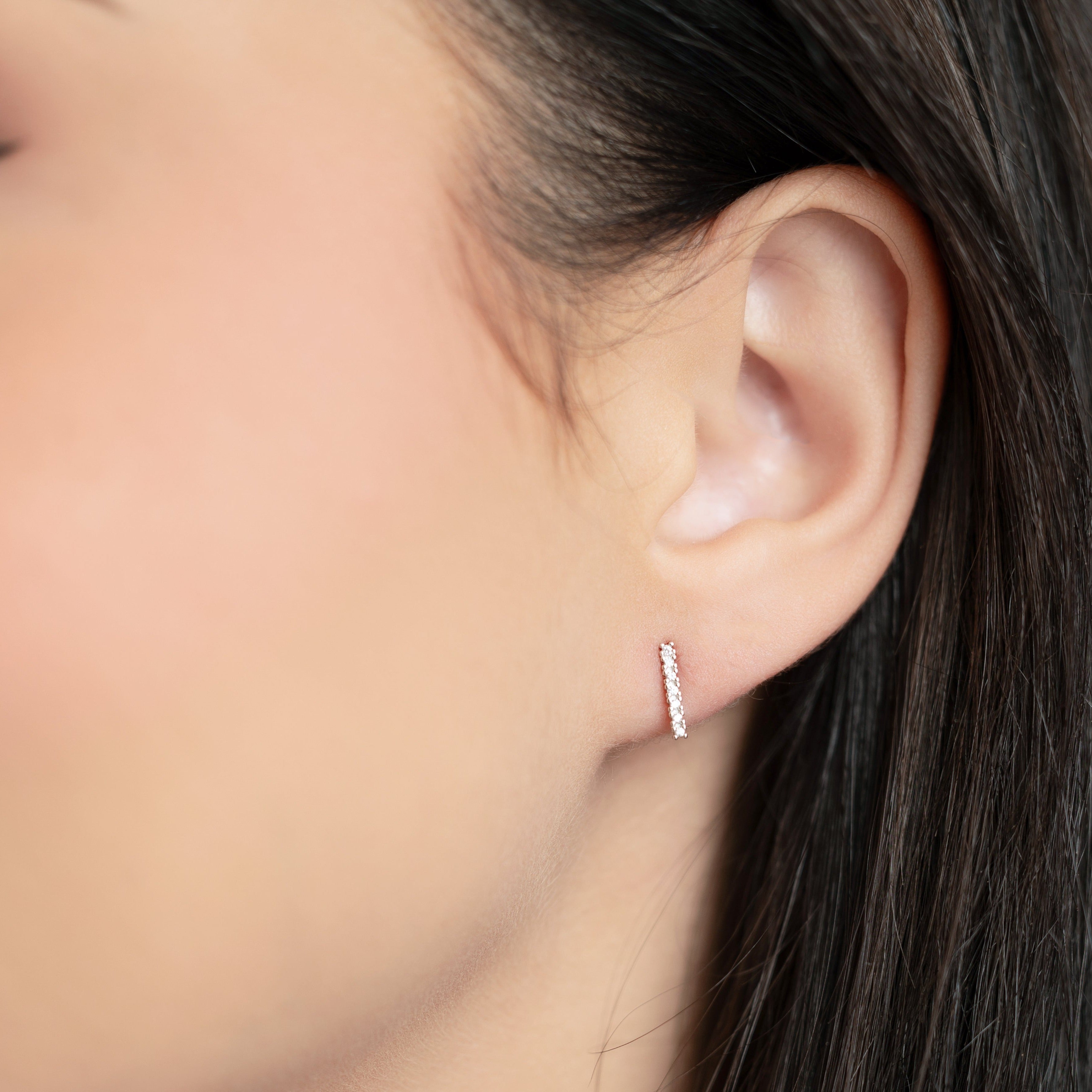 Dash Stud Earrings in Silver - Sleek and Stunning