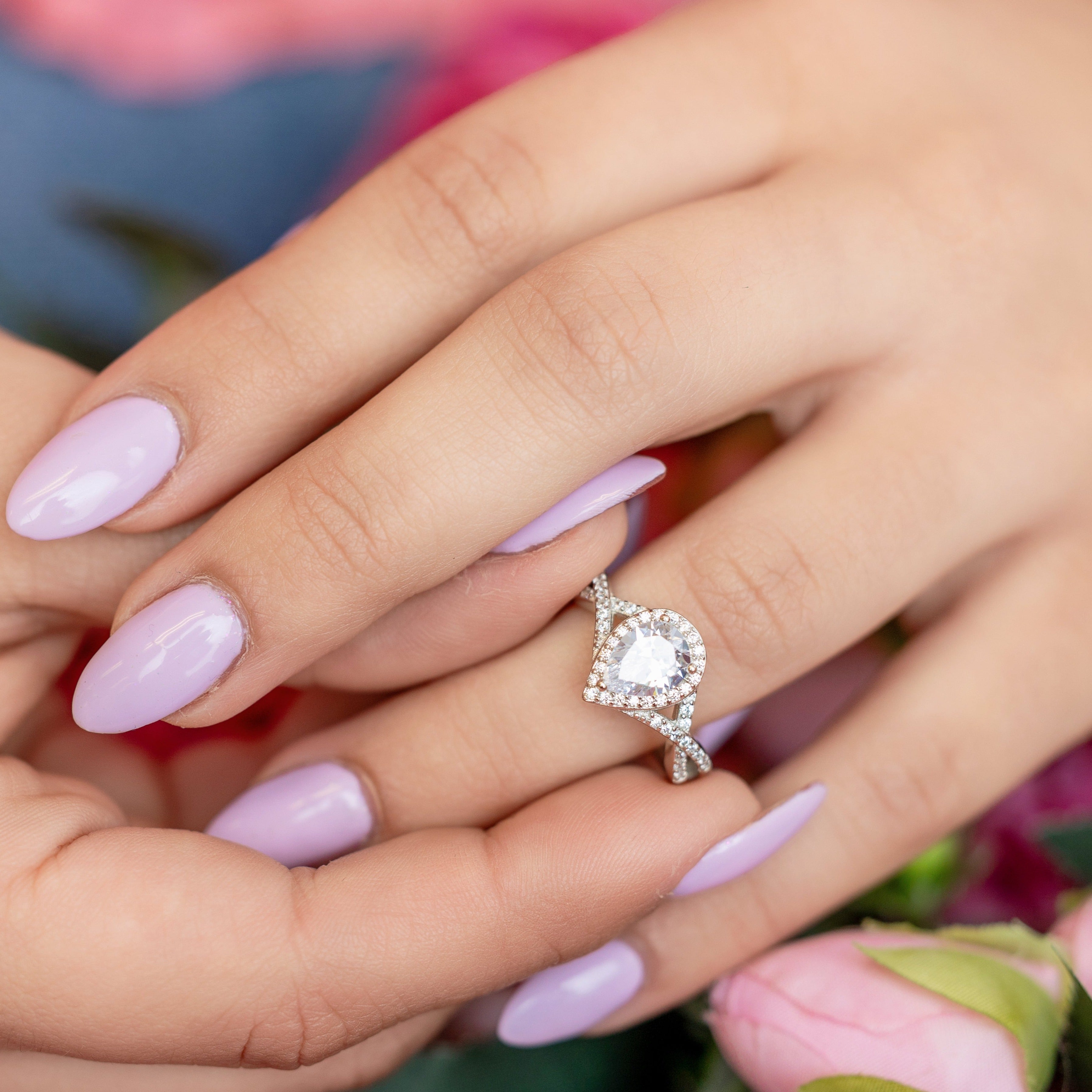 Clara Teardrop Engagement Ring in Silver - Full of Sparkle and Stunning!