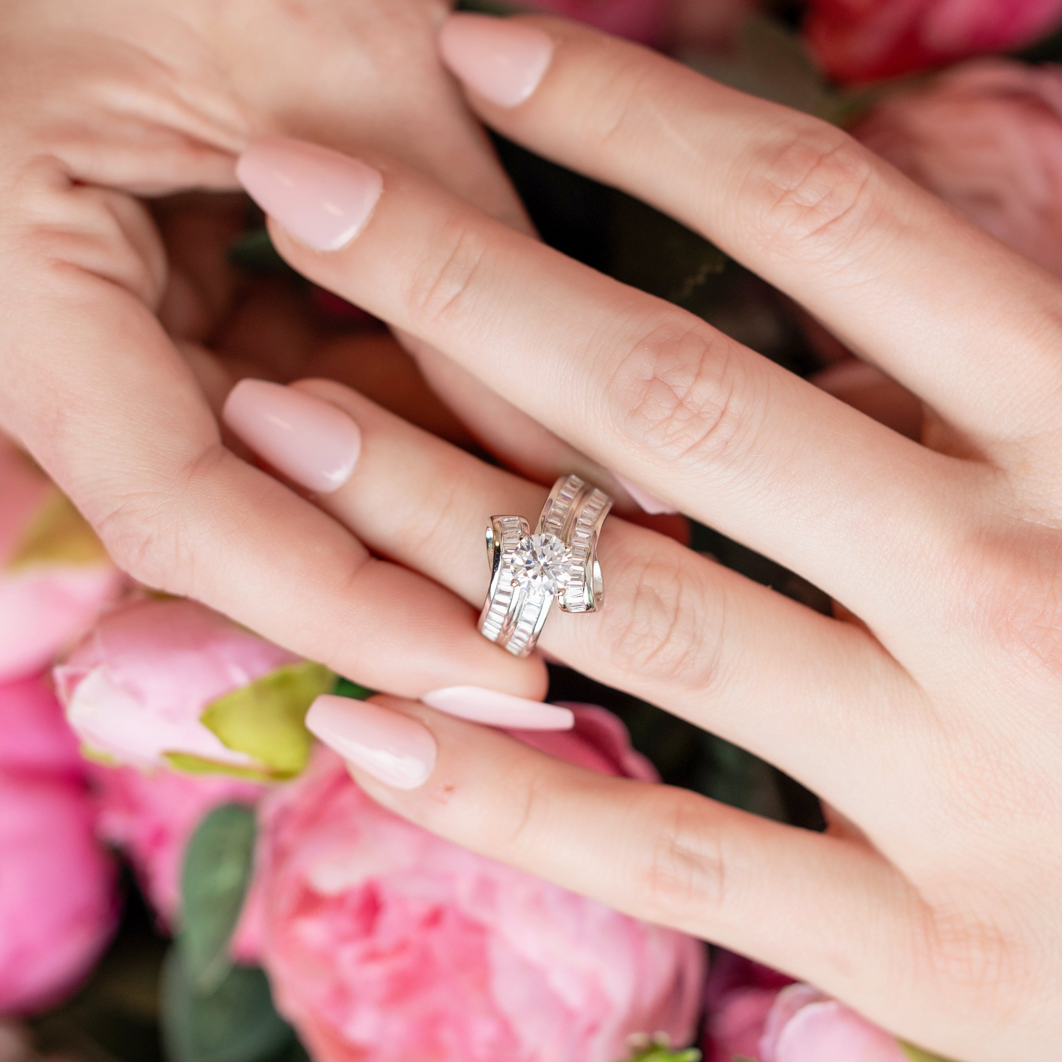 Genisse Engagement Ring in Silver - Spectacular Shimmer and Shine