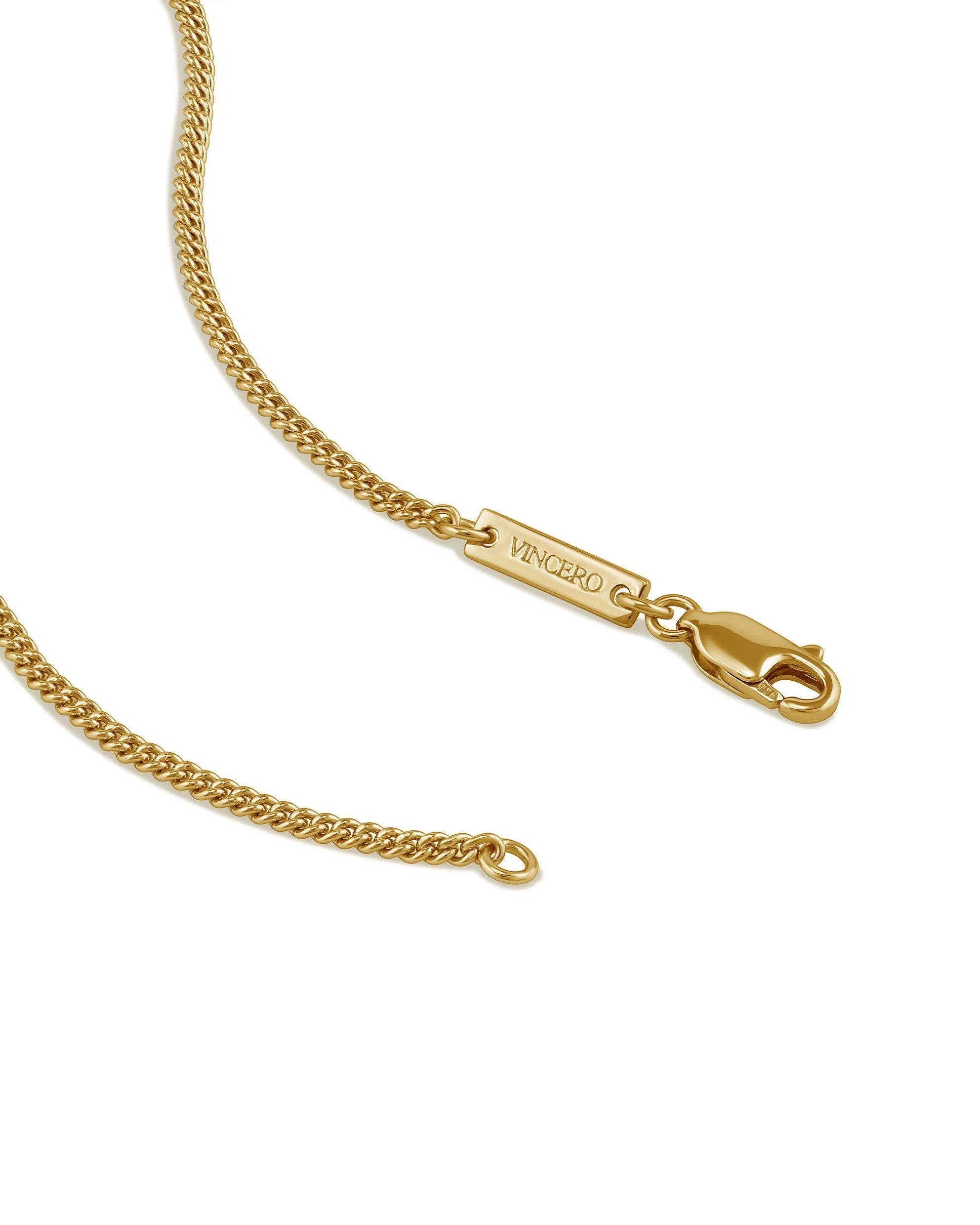 Stone Cross Pendant - 14K Gold Onyx