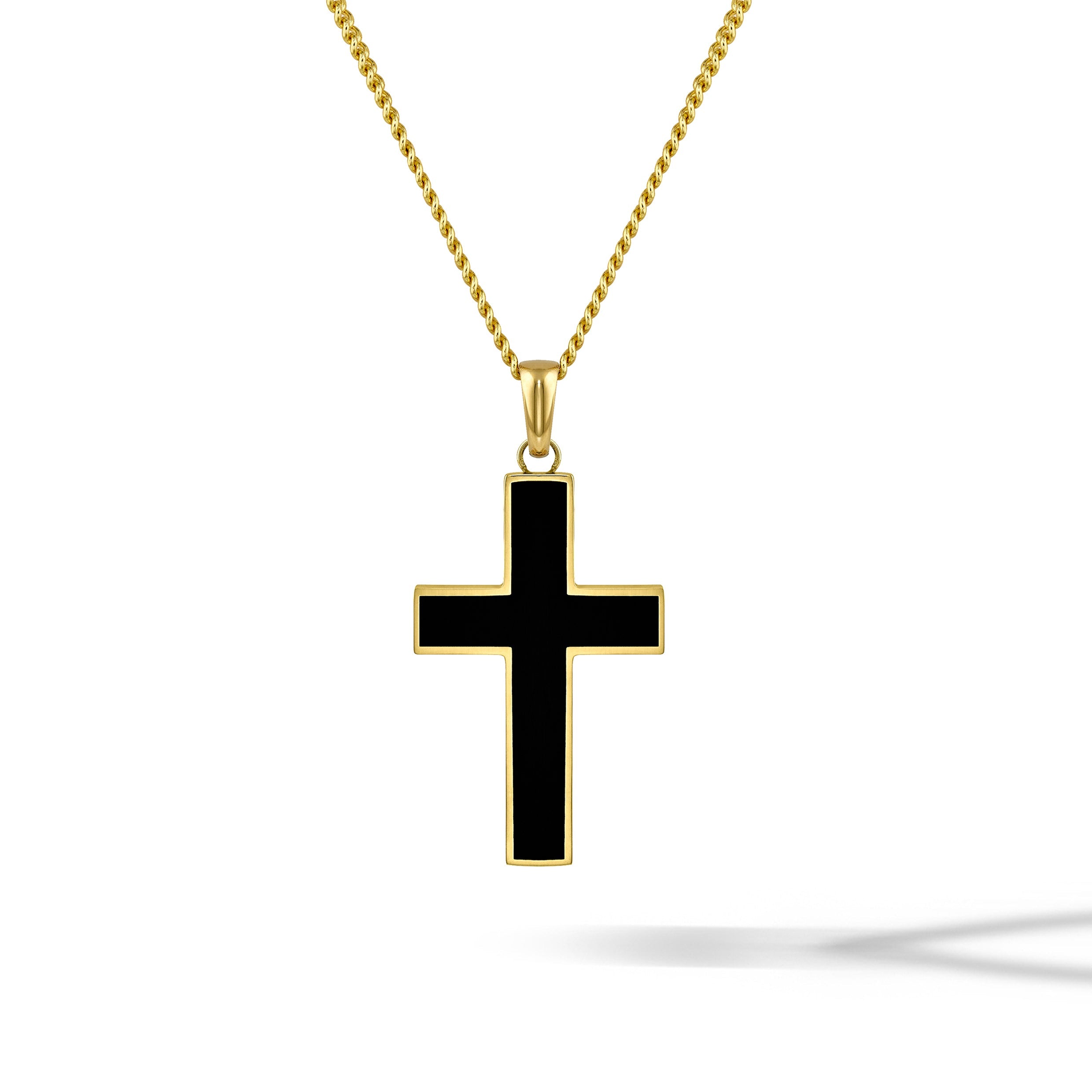 Stone Cross (Large) - 14K Gold Onyx