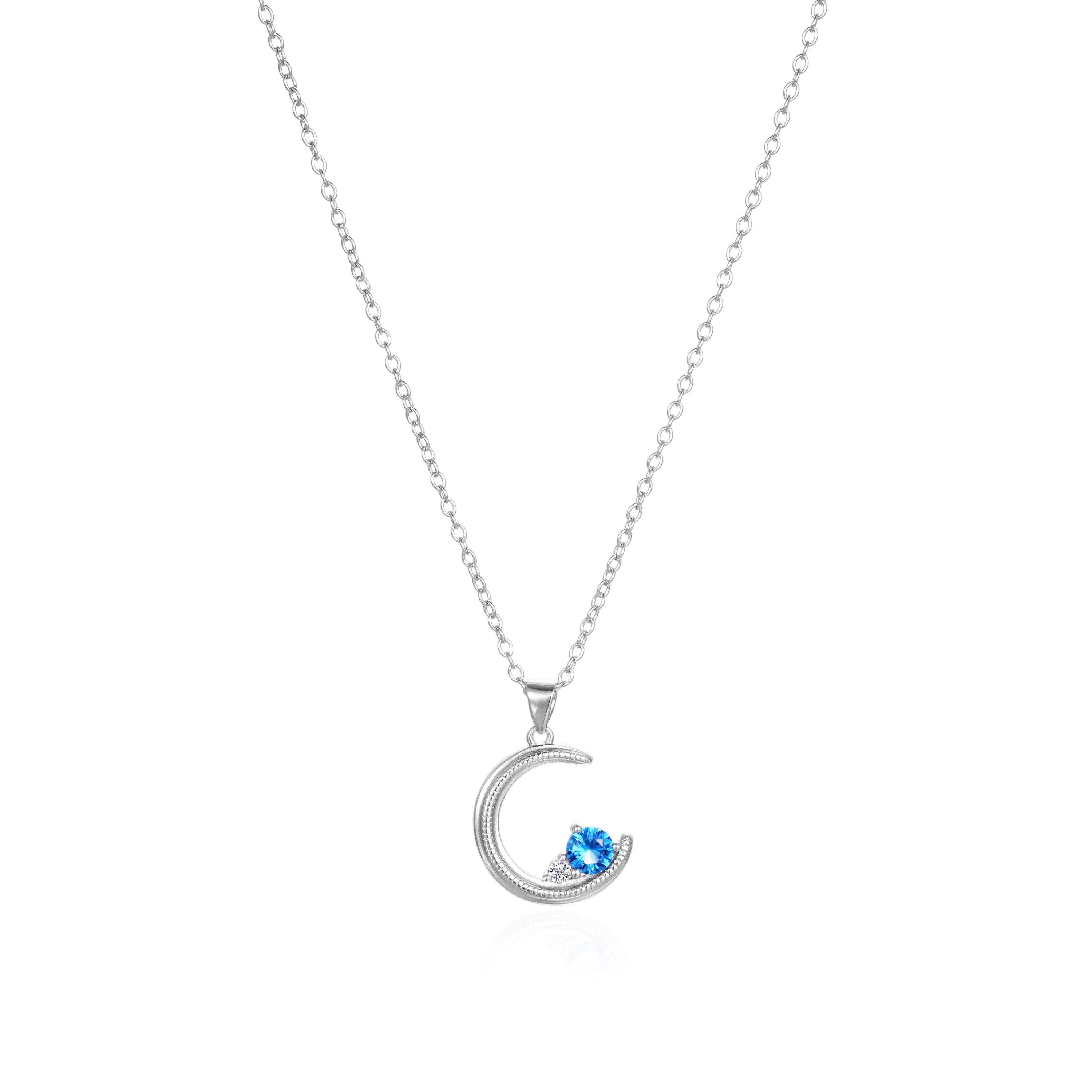 Made of Sterling Silver and plated in Rhodium
Includes white and blue 3A CZ stones
Lengths is 40CM + 5CM with a 2.2mm chain
Lead and nickel free