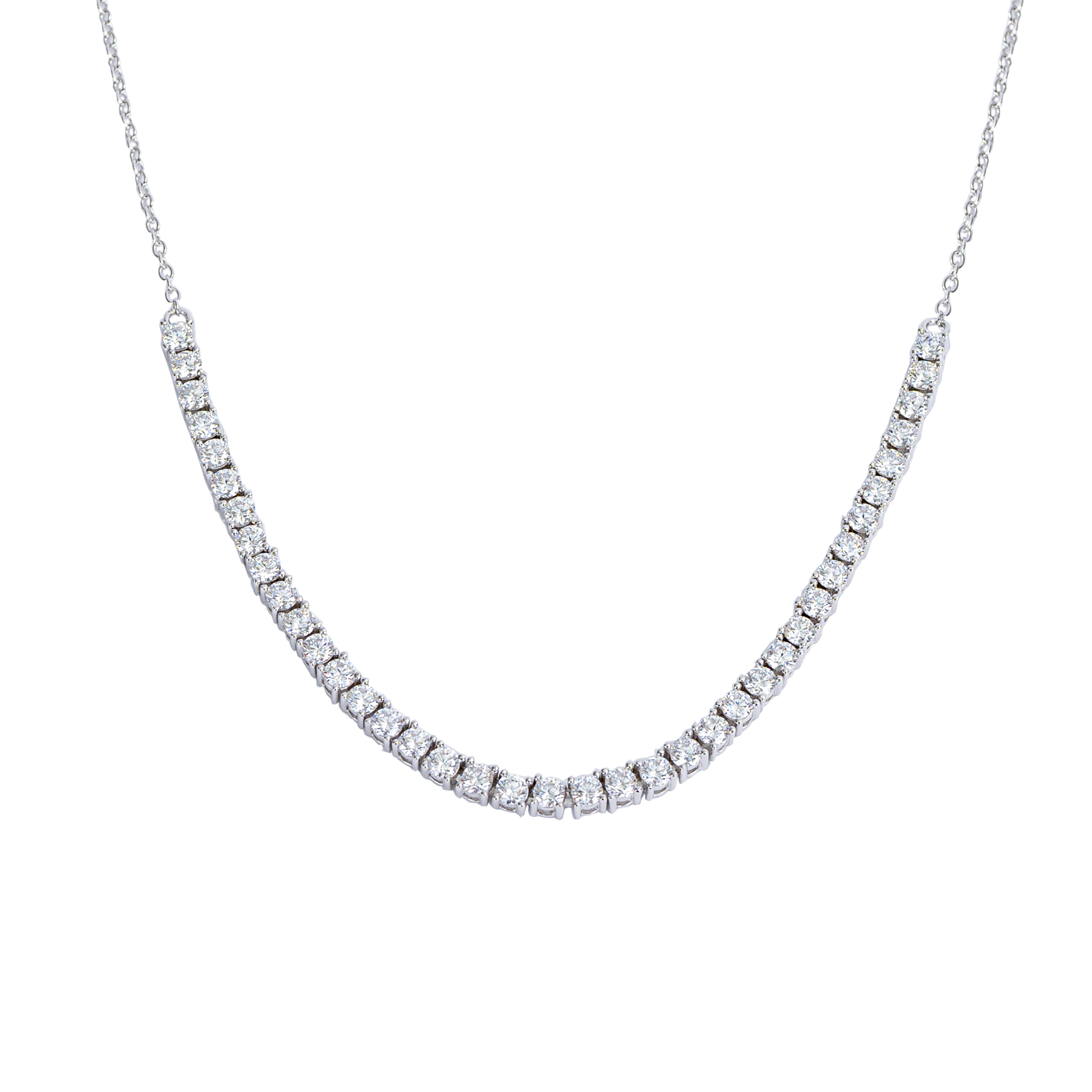 Necklace with 3mm clear CZ stones on a white background