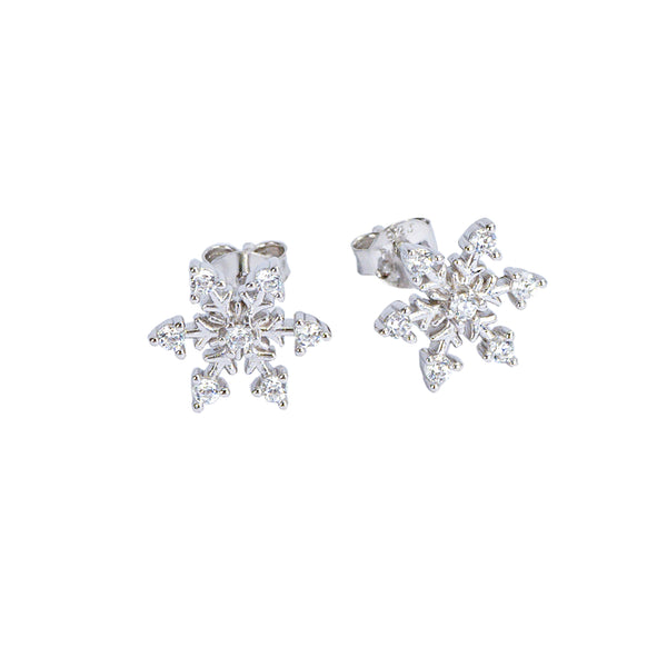 Starlette Snowflake Silver Studs – in Blue or White