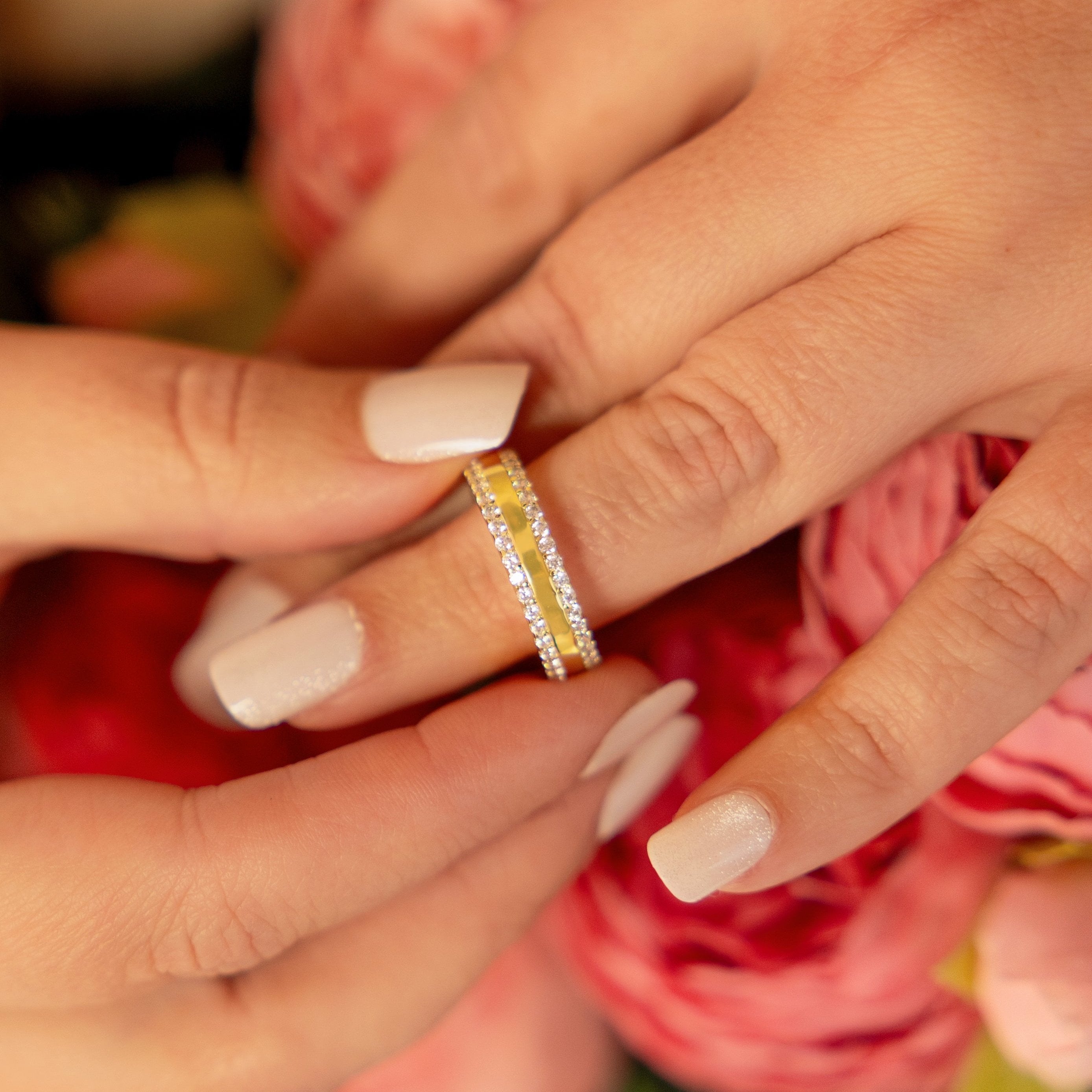 Macey Eternity Ring in Gold - Double the Shine x Infinity