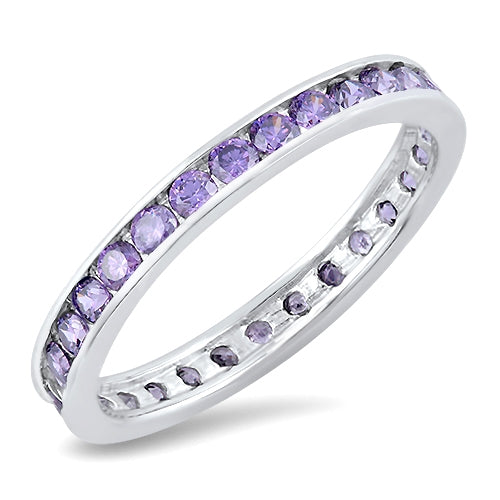 Features a 3mm sterling silver band
Gemstones encircle the entire ring
Plated in Rhodium for long-last shine and protection