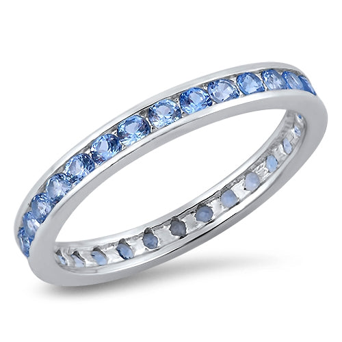 Features a 3mm sterling silver band
Gemstones encircle the entire ring
Plated in Rhodium for long-last shine and protection