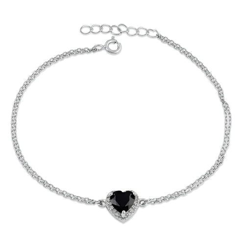 Crafted from 925 Sterling Silver
Features a 7.0mm heart Halo of 17 Black and Clear Cubic Zirconia stones
Measuring 9.5mm in height, 9.6mm in width, and 2.5mm in thickness
This 2-tone beauty is adjustable from 7"-8"